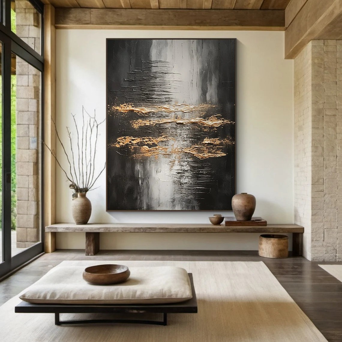 Dark Abstract with Golden Light Textured Modern Wall Decor #MM221