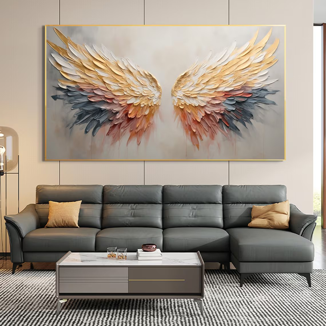 Textured Angel Wings Canvas Art