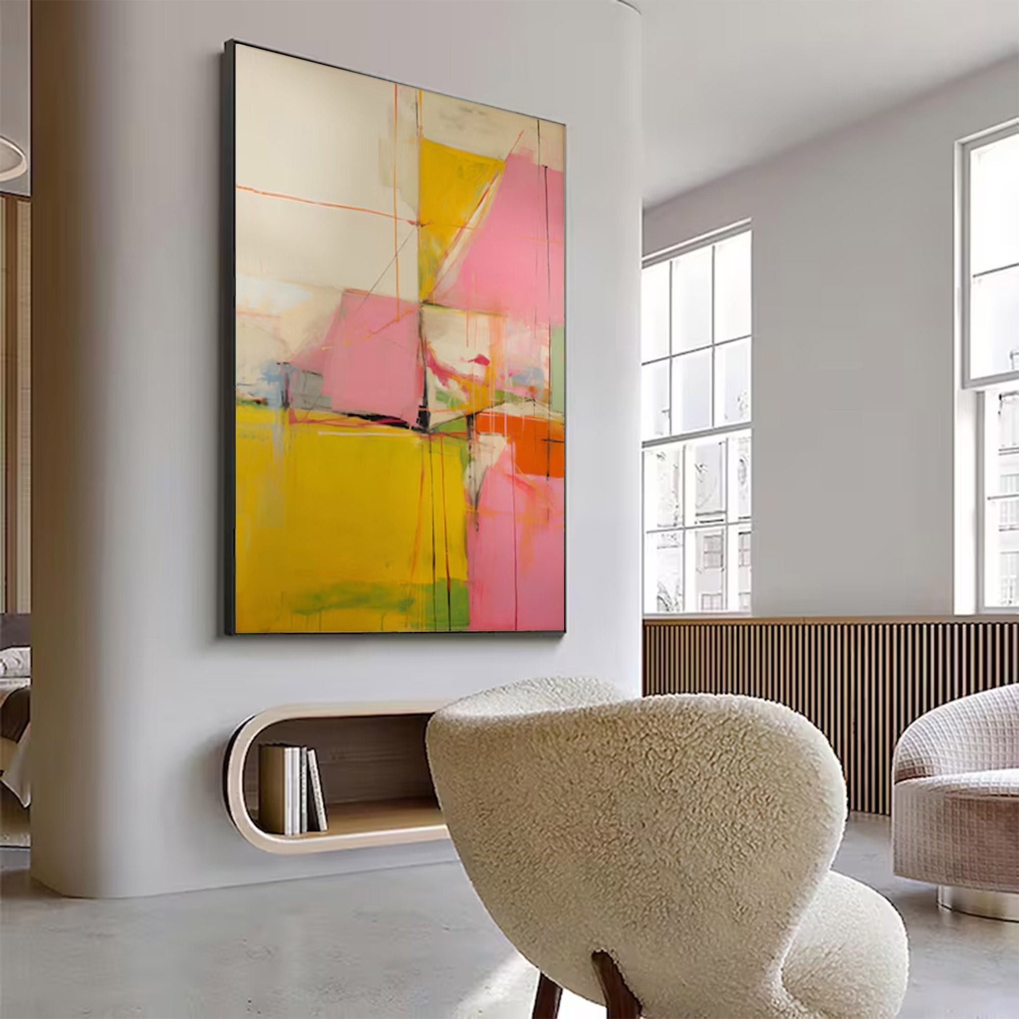 Contemporary Art Piece - Large Dynamic Lines & Color | KelorArt #AG 098