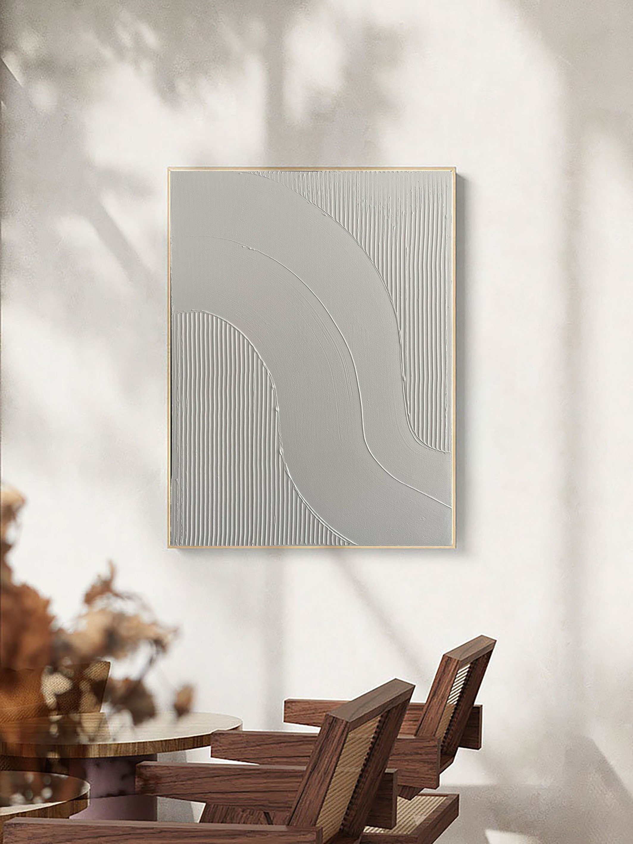 Sleek and Simple White Wall Art Modern Home Aesthetic #MM066