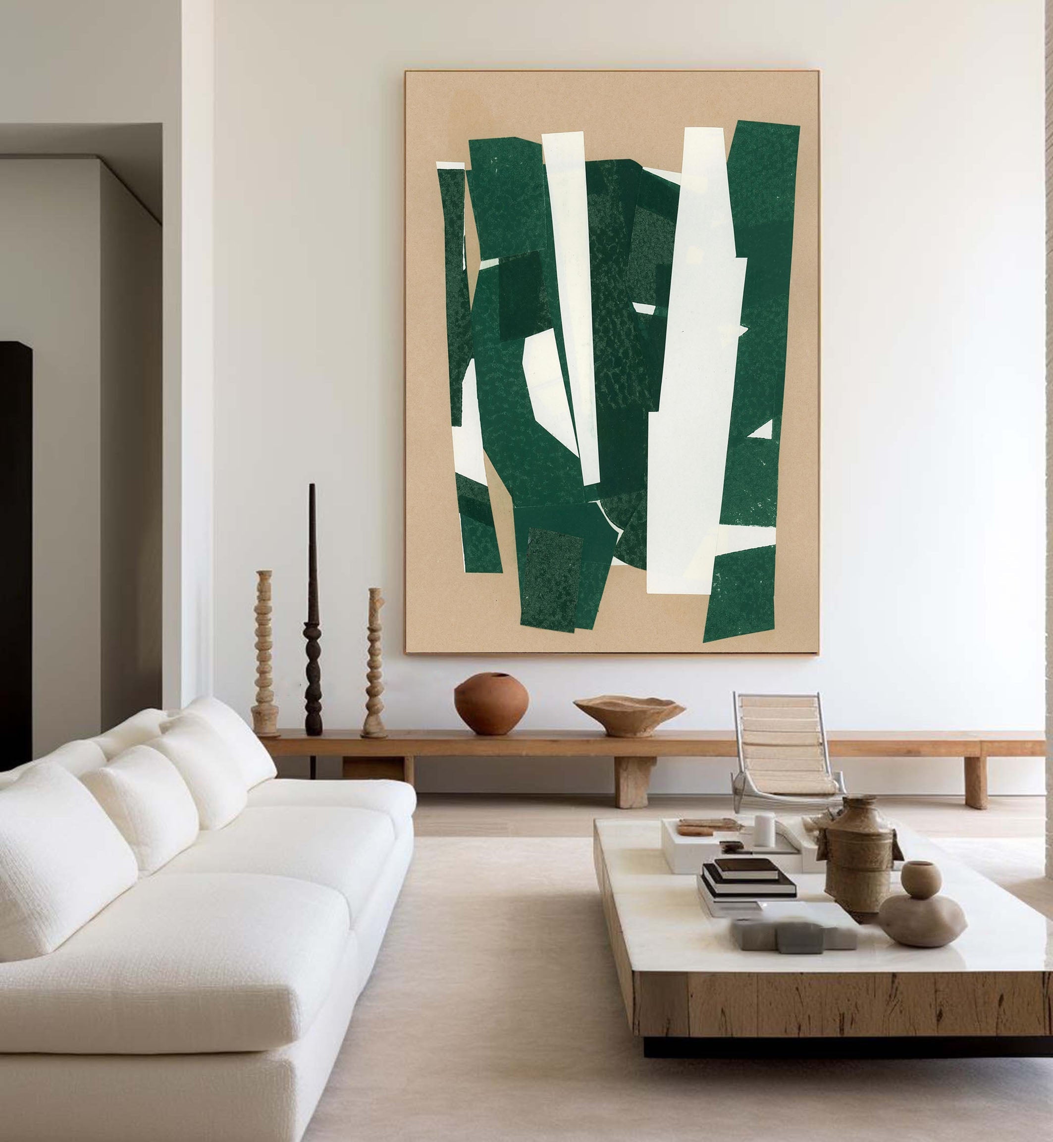 Contemporary Green and White Wall Art For House #AB021