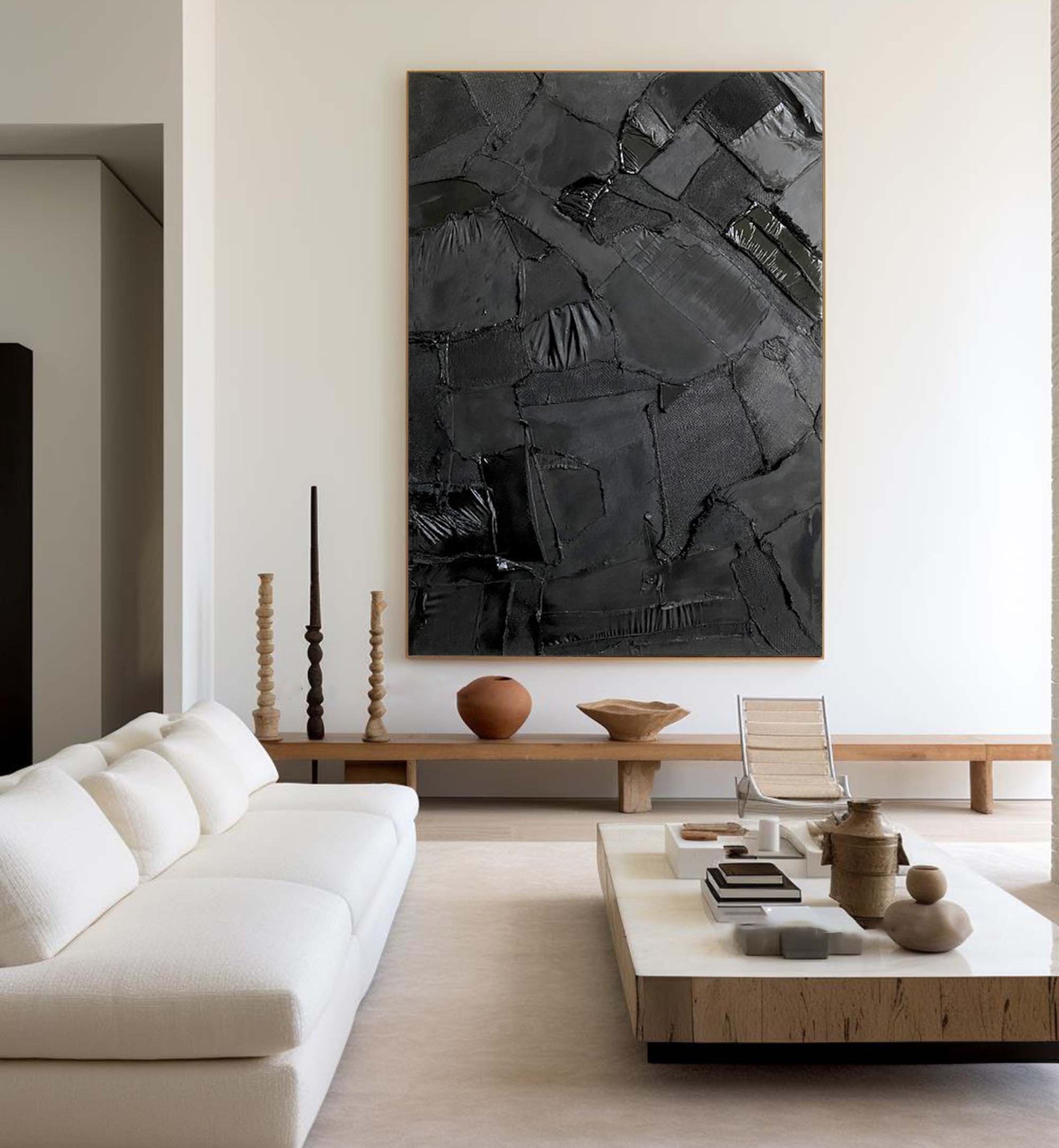 Noir Elegance | Modern Textured Wall Art Decor #MM104