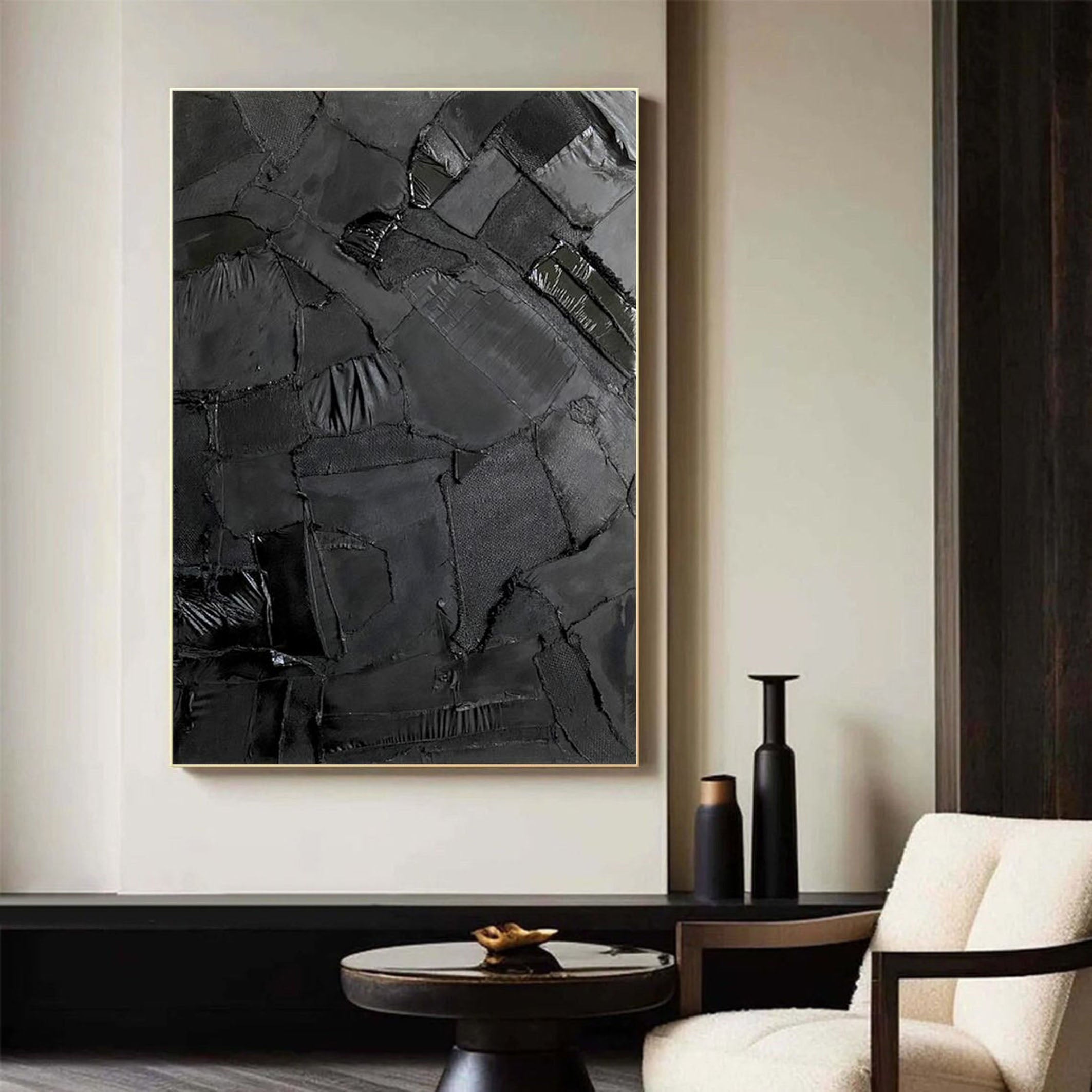 Noir Elegance | Modern Textured Wall Art Decor #MM104