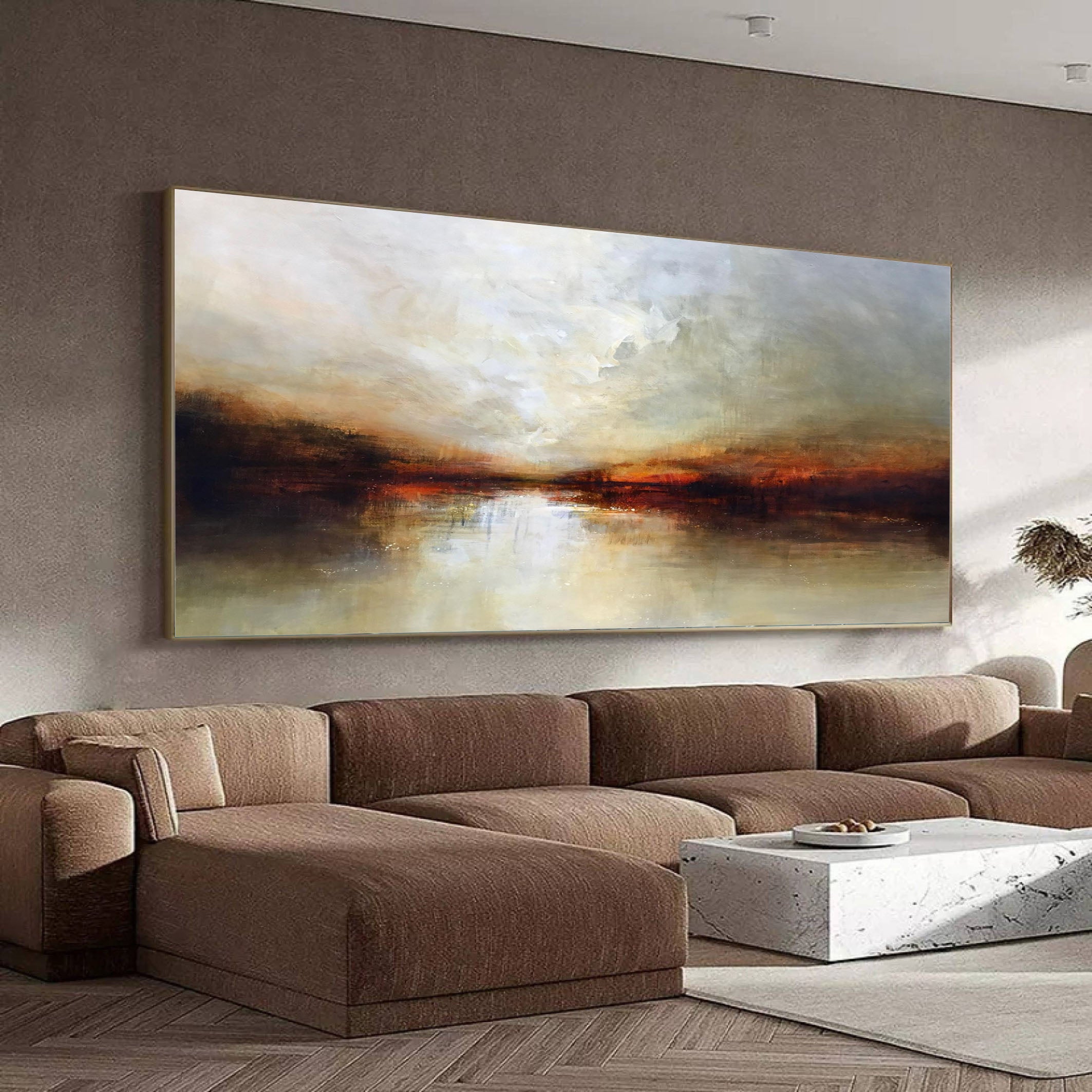 Abstract Landscape Artwork Warm Tones For Living Rooms #AB014