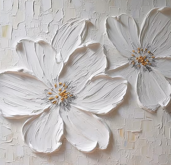 Modern White Floral Wall Art for Elegant Home Interiors #FB020