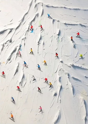 Dynamic Skiing Adventure Wall Painting for Modern Interiors #SPA003