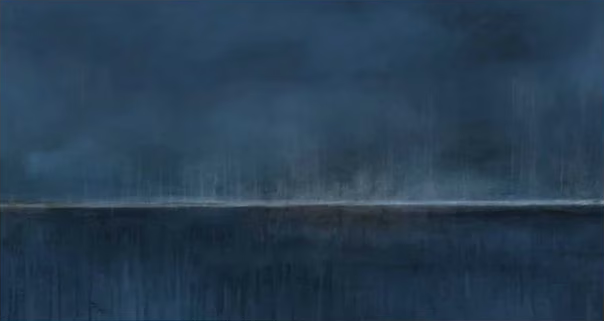 Large Blue Horizon Abstract Canvas Wall Art for Living Spaces #AB060