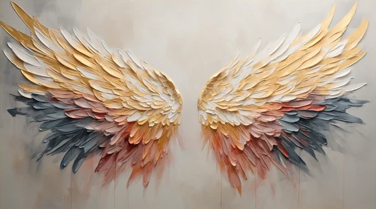 Colorful Angel Wings Canvas Large Abstract Wall Art #MM169