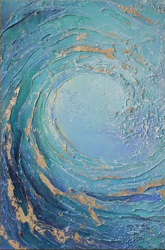 Textured Ocean Swirl Canvas Abstract Coastal Wall Art #OP056