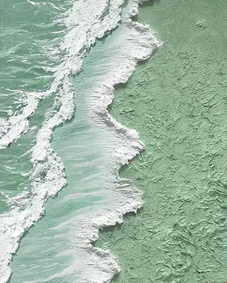 Textured Coastal Canvas Art in Seafoam Green #OP022