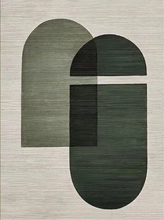 Geometric Minimalist Canvas Set Neutral and Green Art #MMS066