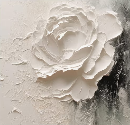 Elegant White Rose Textured Canvas for Sophisticated Decor #FB032