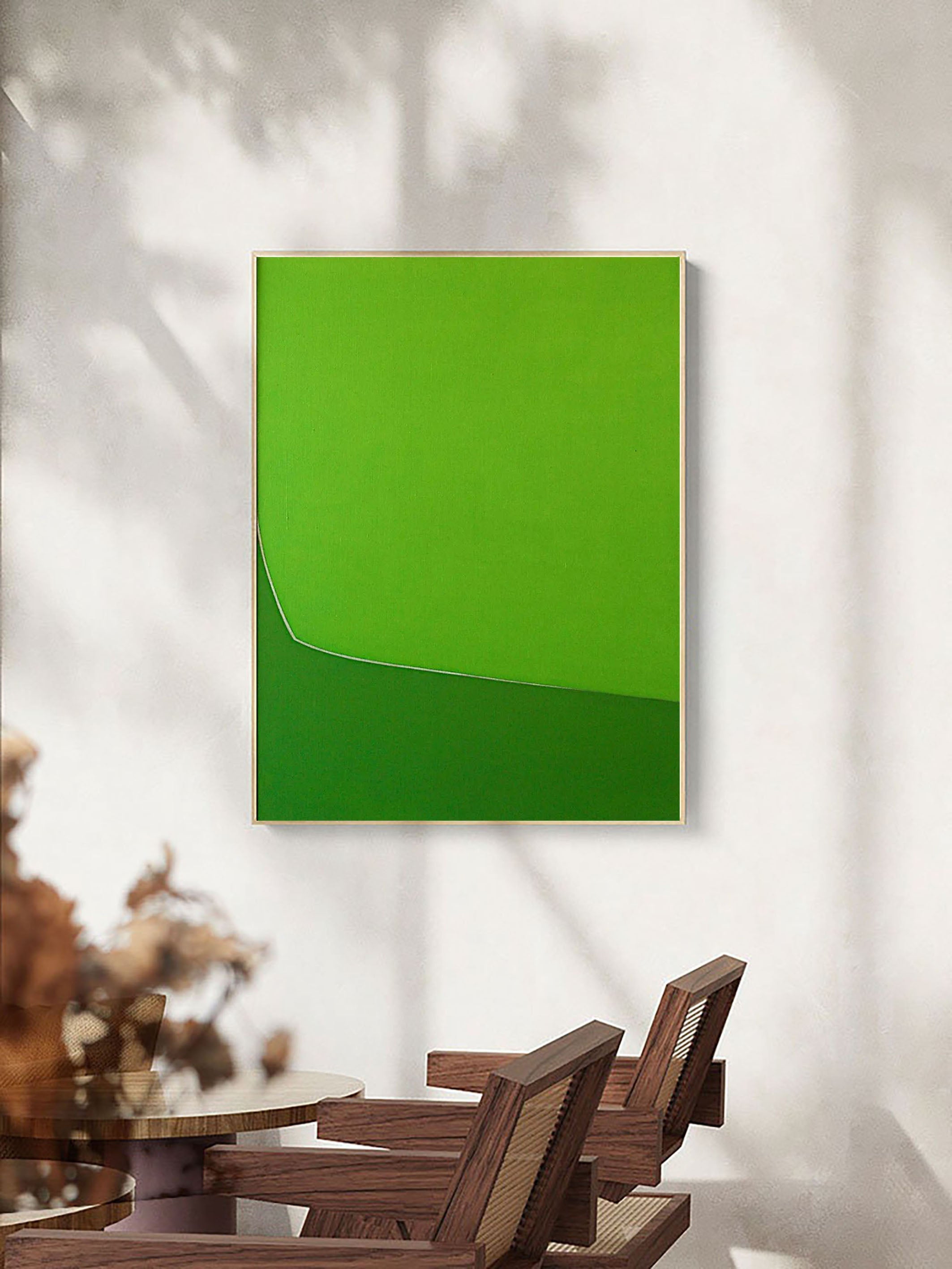 Vibrant Green Abstract Wall Art Bold Minimalist Canvas  #AB018