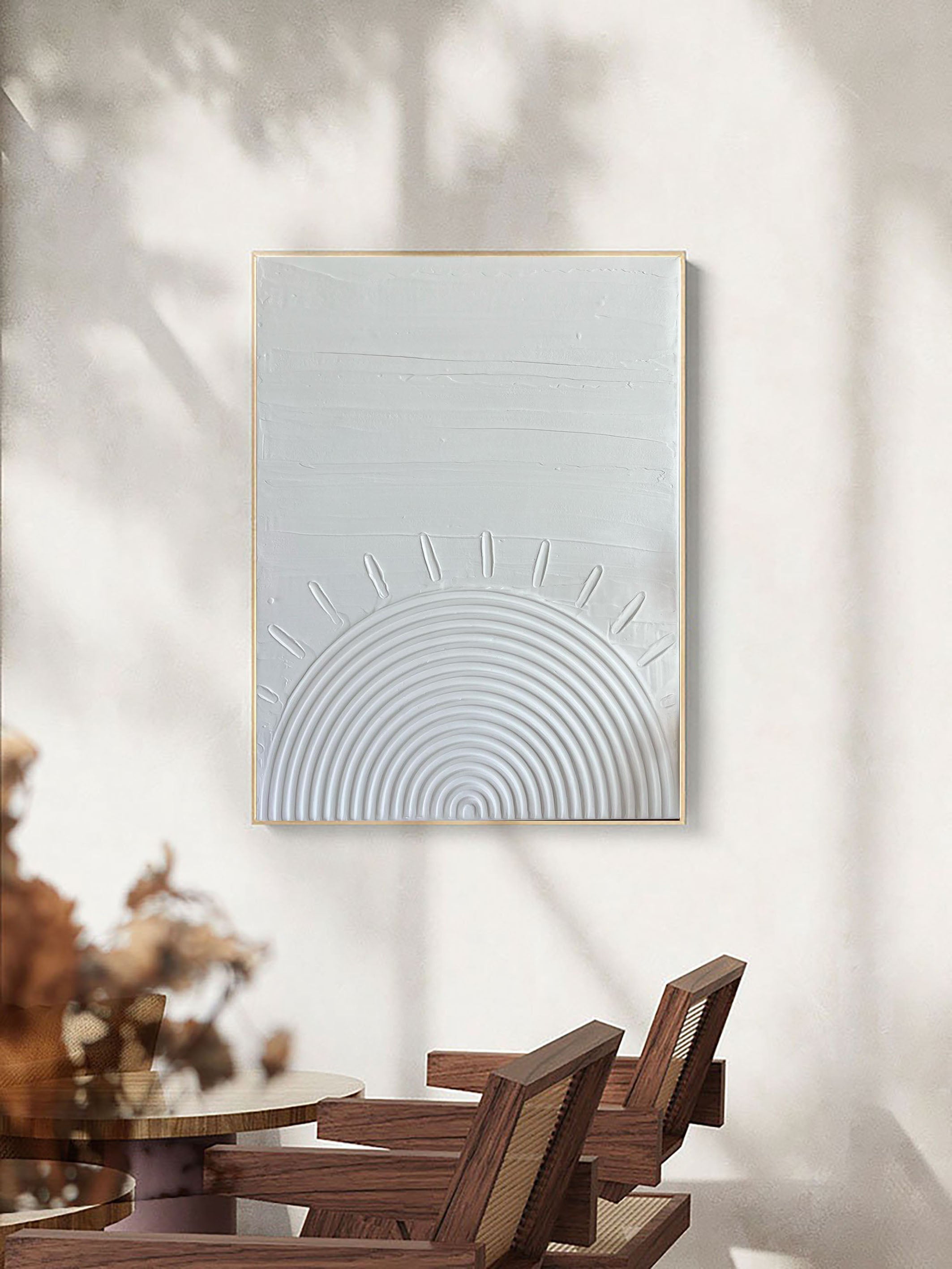 Pure Zen Textured White Circular Art For Wall #MM097