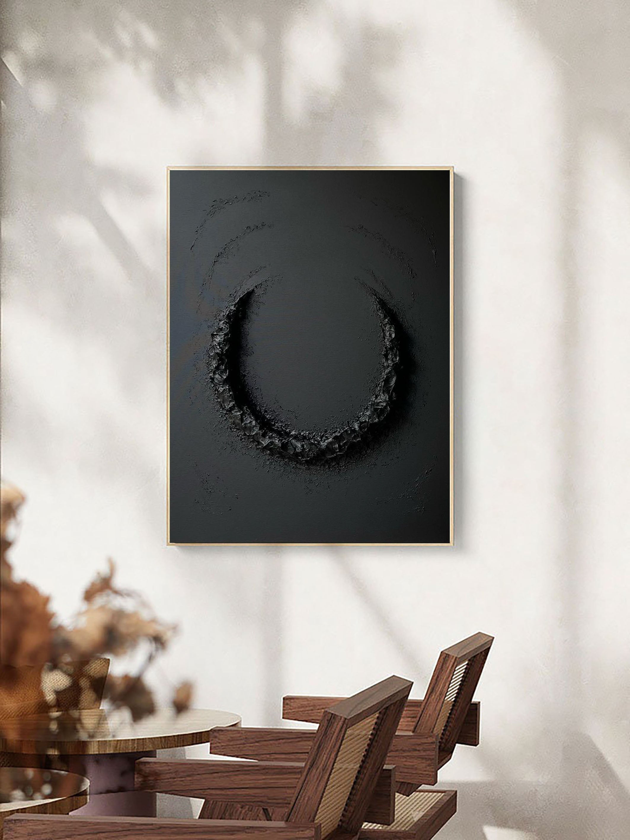 Black Textured Wall Art for Minimalist Decor #MM096