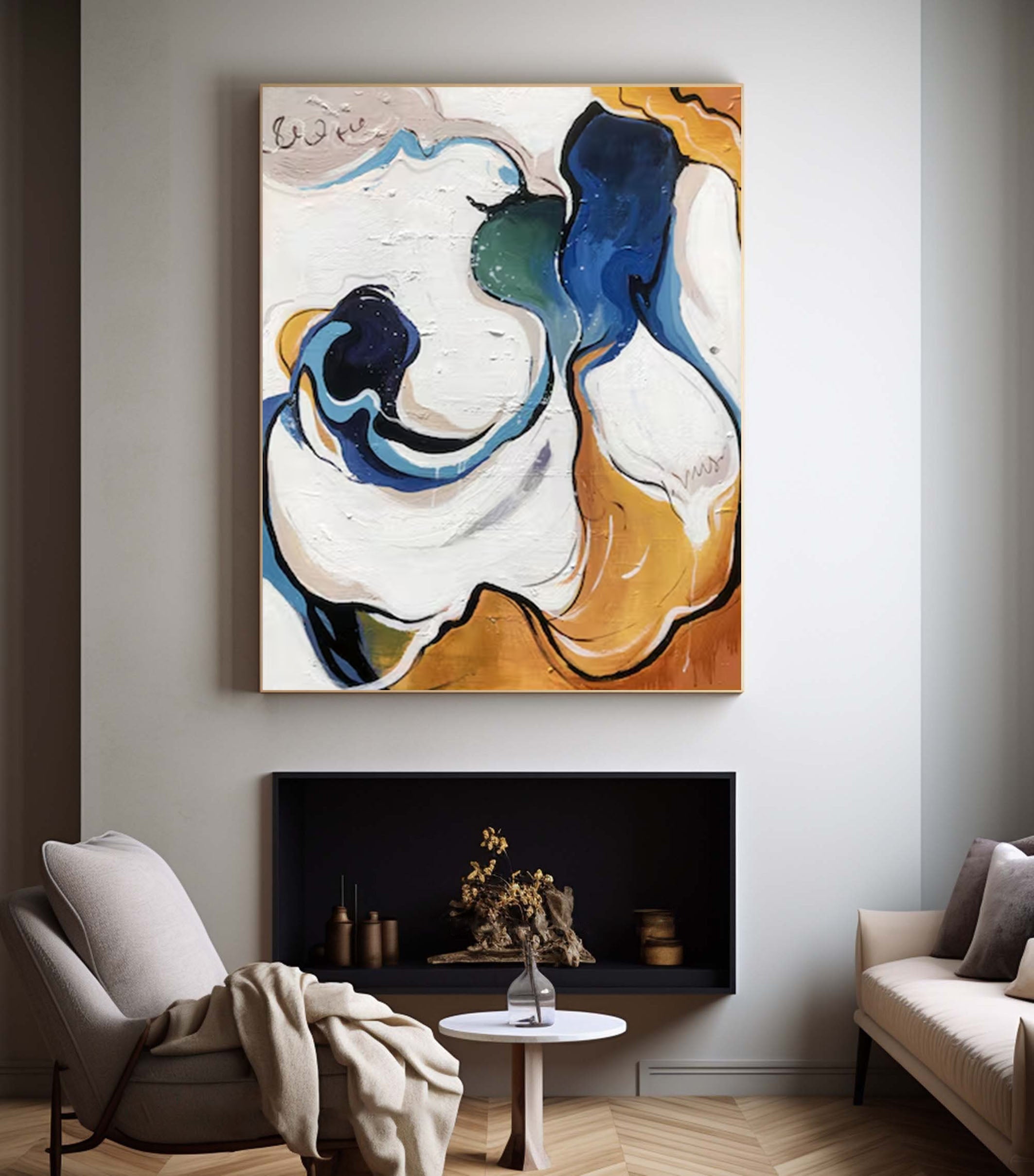 Colorful Abstract Art Canvas Modern Artistic Statement #AB043