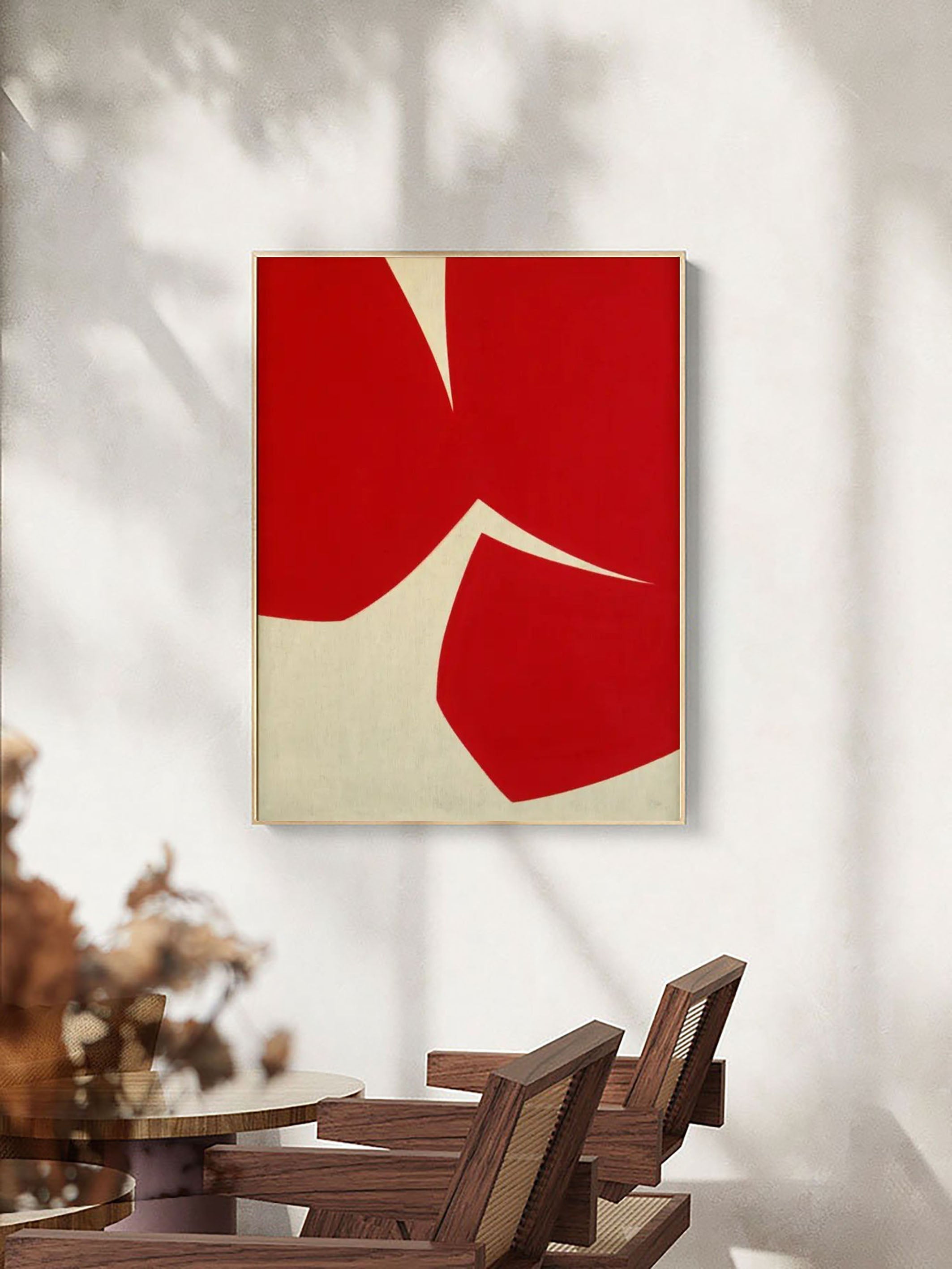 Bold Red Abstract Geometric Art Modern Wall Decor #AB024