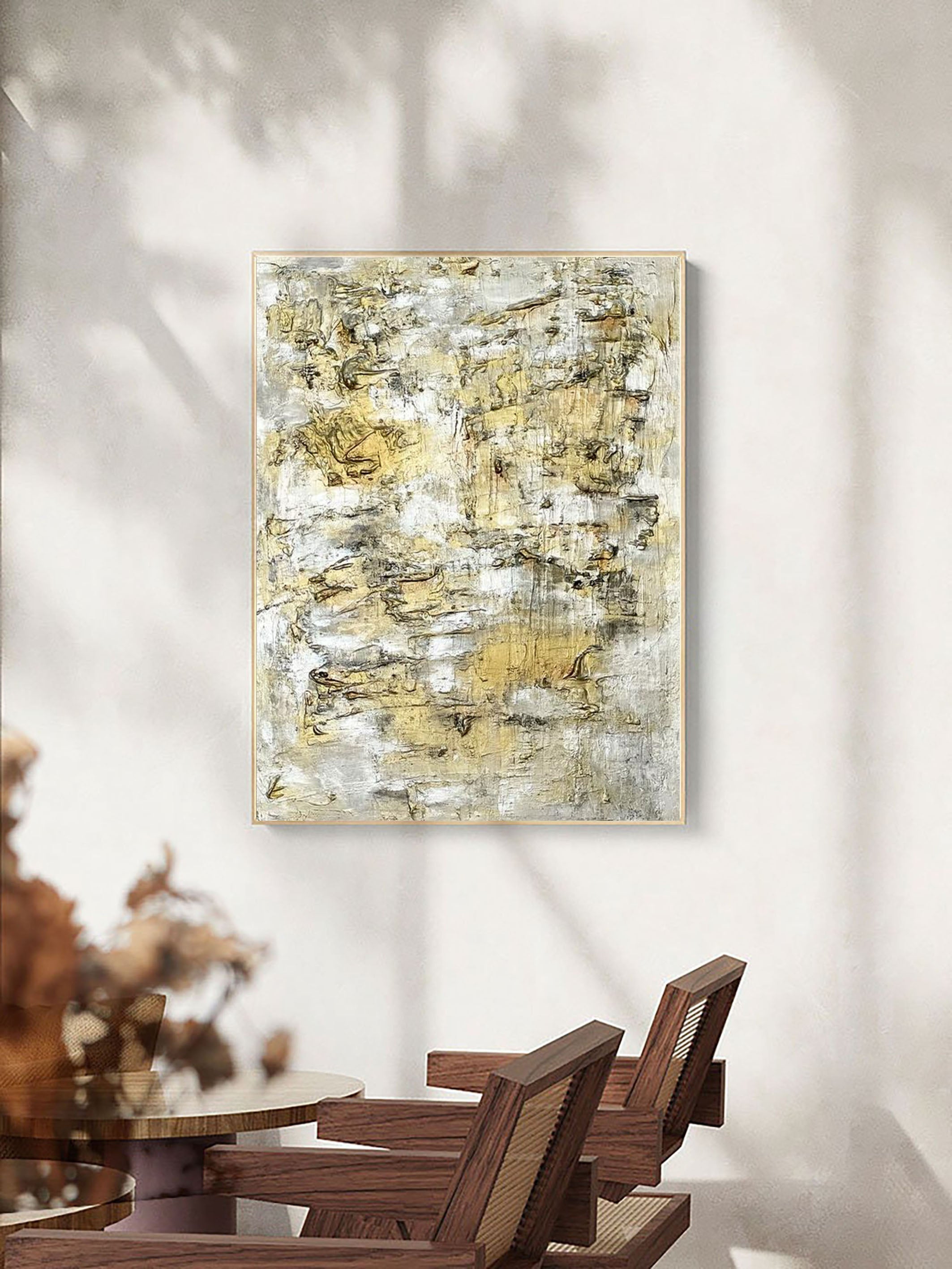 Modern Wall Art with Gold Accents Elegant Interior Design #AB026