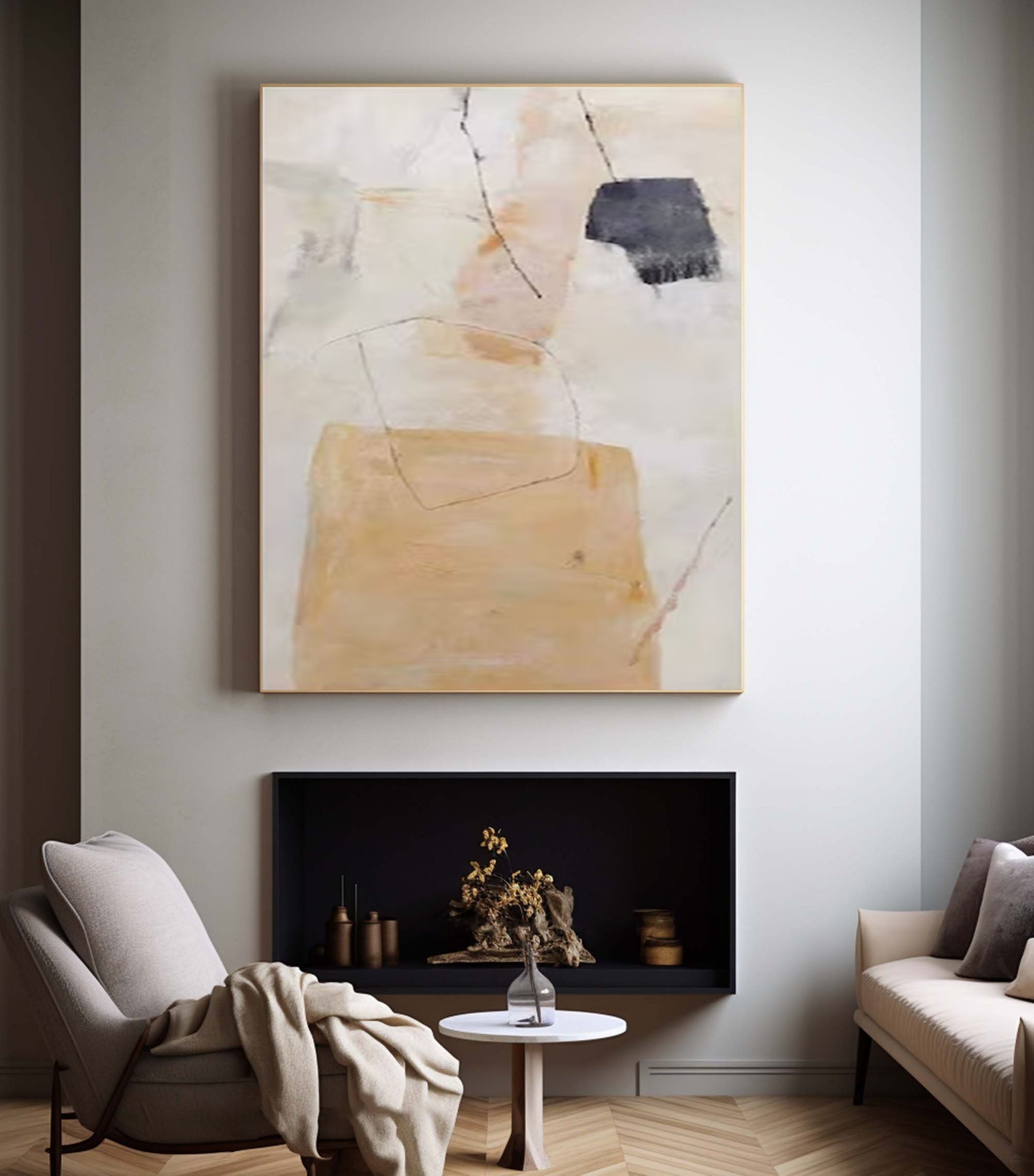 Modern Abstract Wall Art Soft Neutral Canvas Painting #MC029