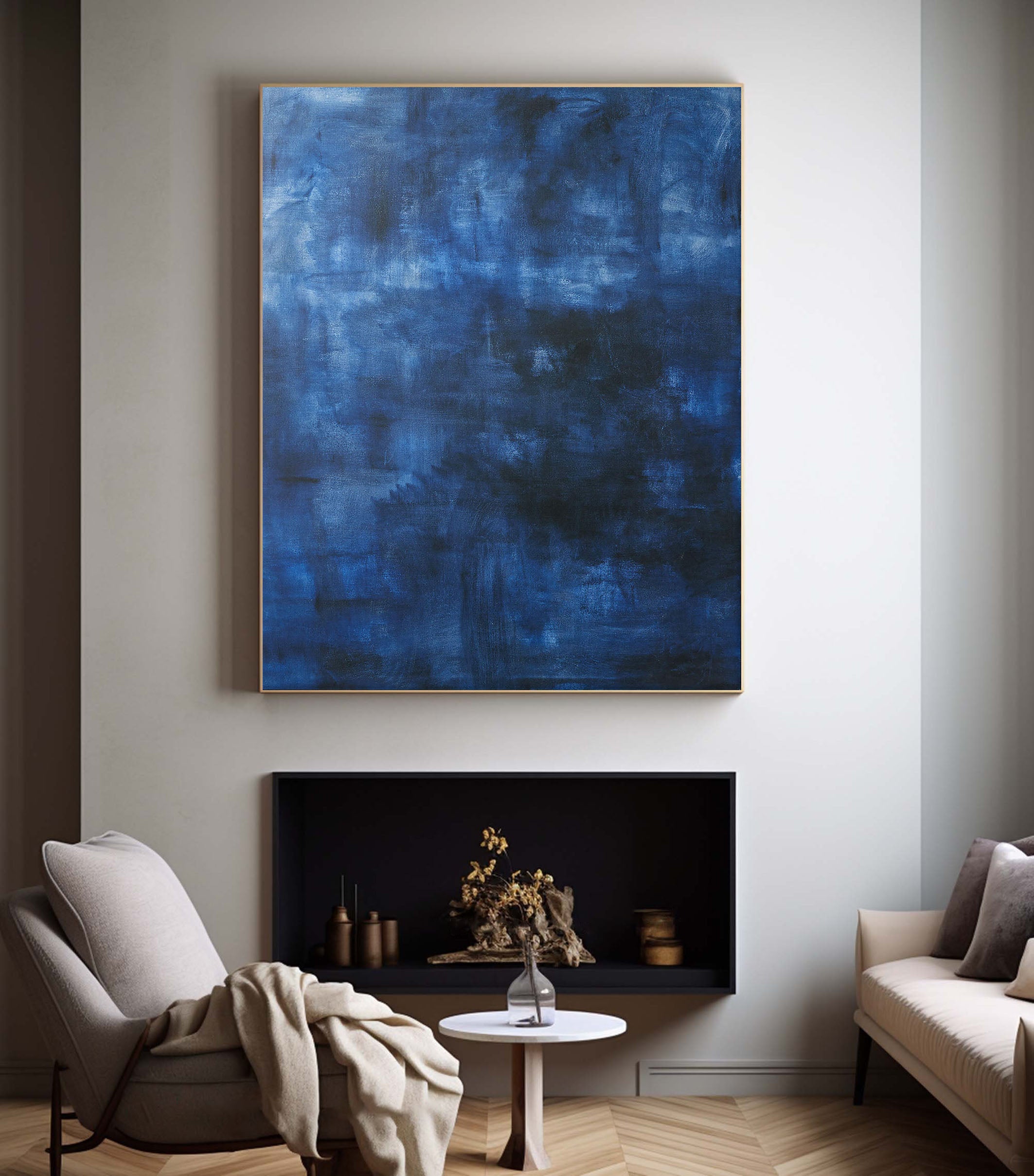 Deep Blue Abstraction, Modern Minimalist Wall Art #MM355