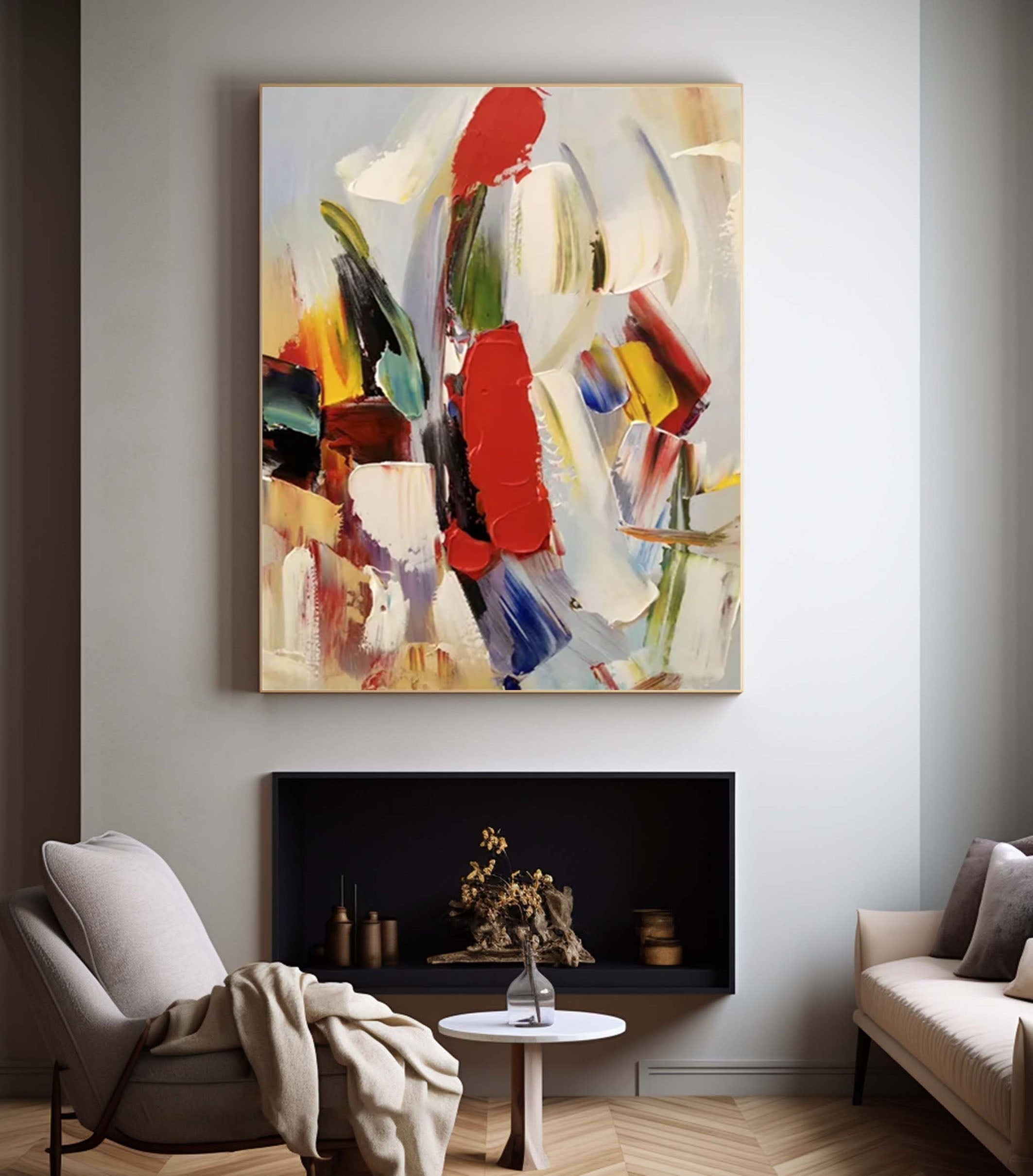 Vivid Abstract Canvas Art Bold Colorful Brushstrokes #AB034