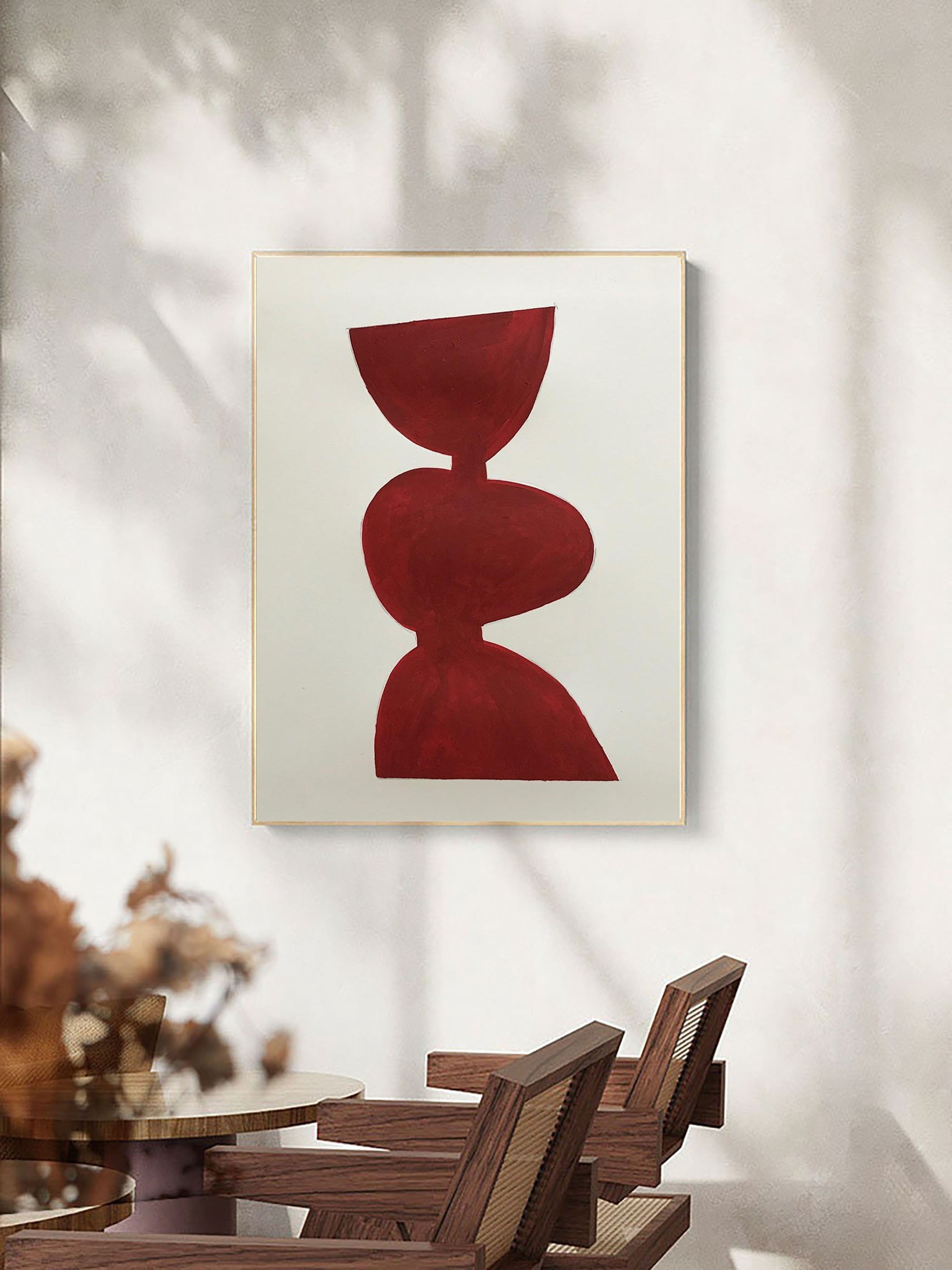 Elegant Burgundy Artwork Minimalist Design For Room Decor #MM071