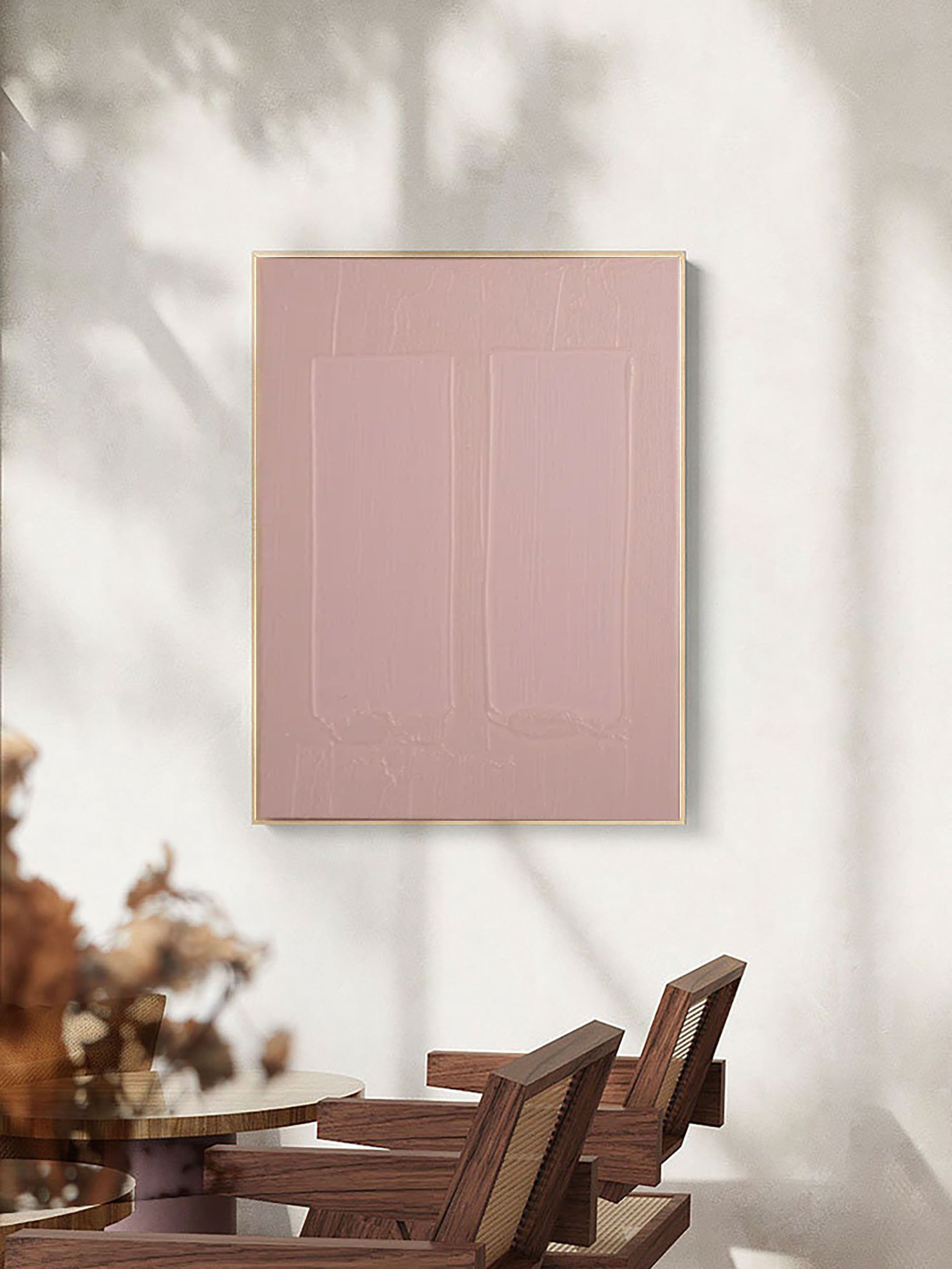 Minimalist Pink Wall Art Soft Tones Abstract Canvas  #AB020