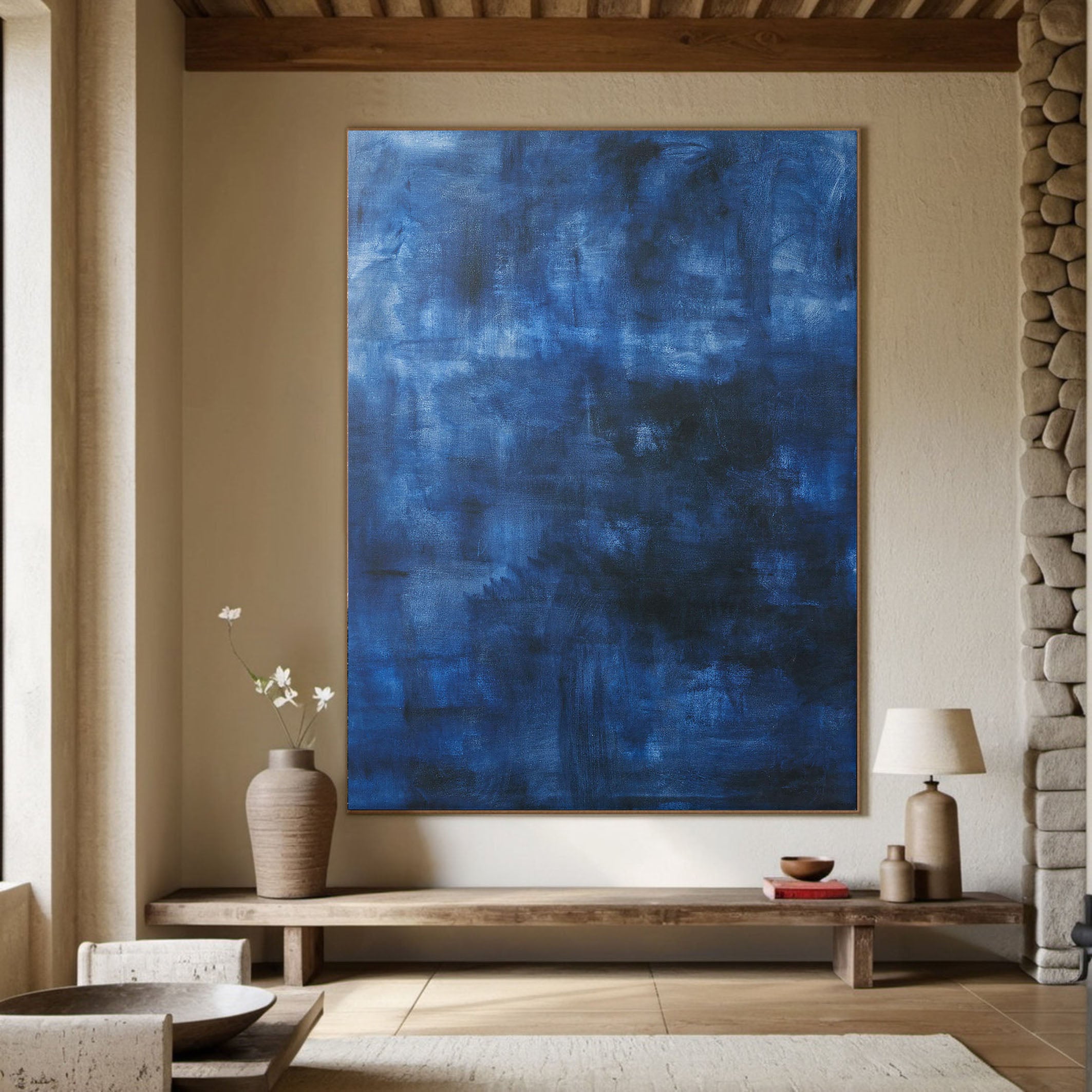 Deep Blue Abstraction, Modern Minimalist Wall Art #MM355