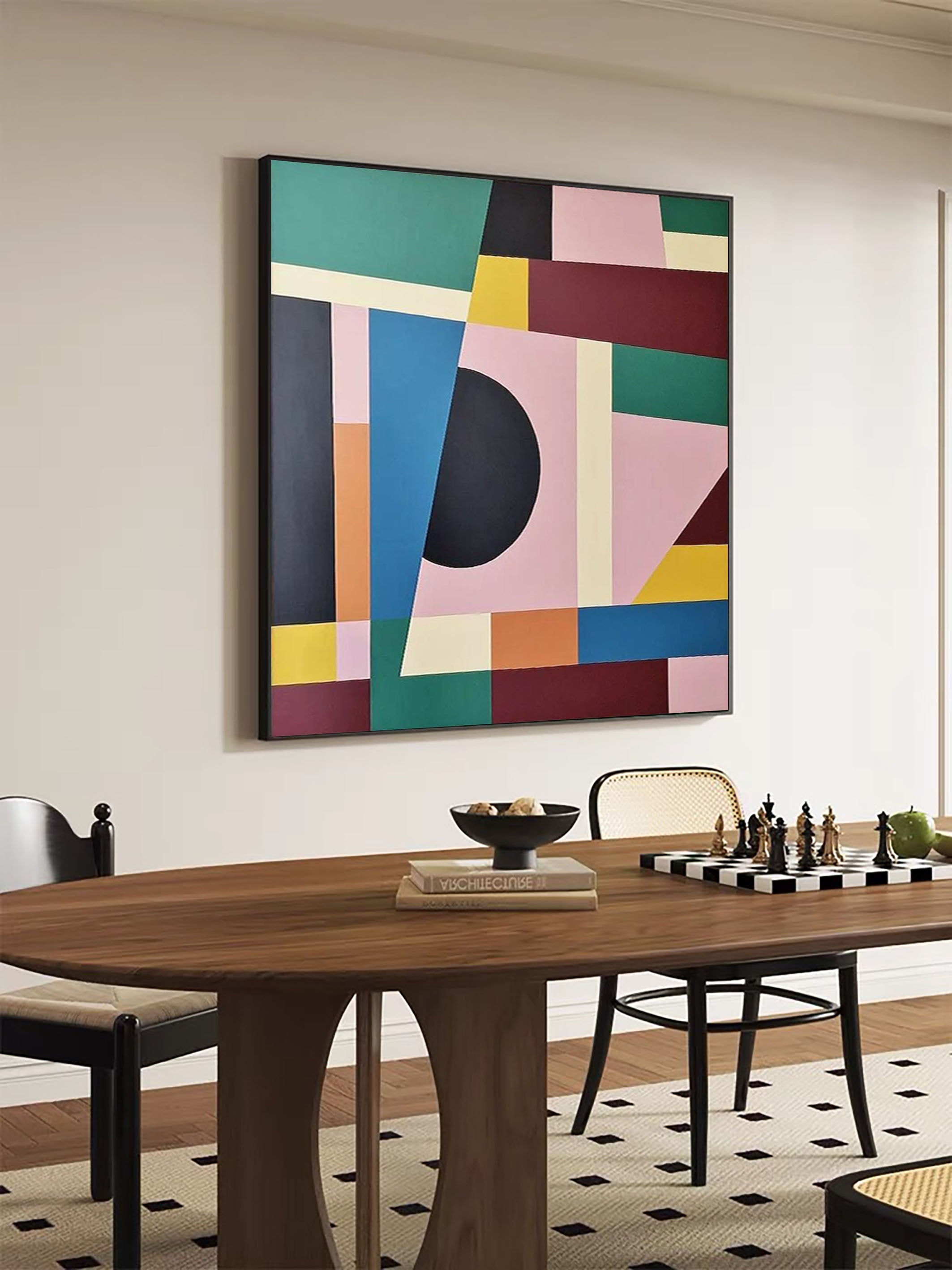 Geometric Harmony Mid Century Abstract Canvas Modern Home Art #MC014