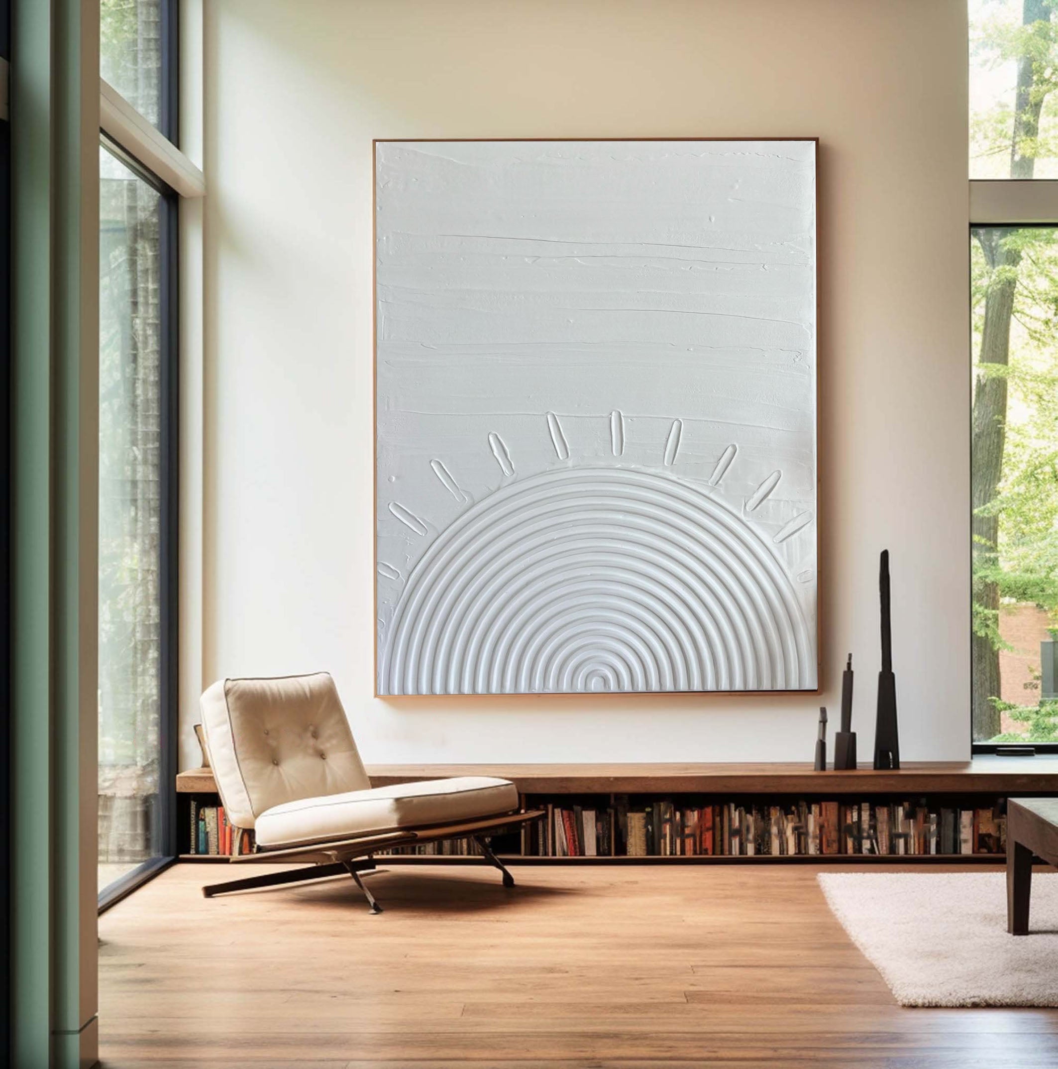 Pure Zen Textured White Circular Art For Wall #MM097