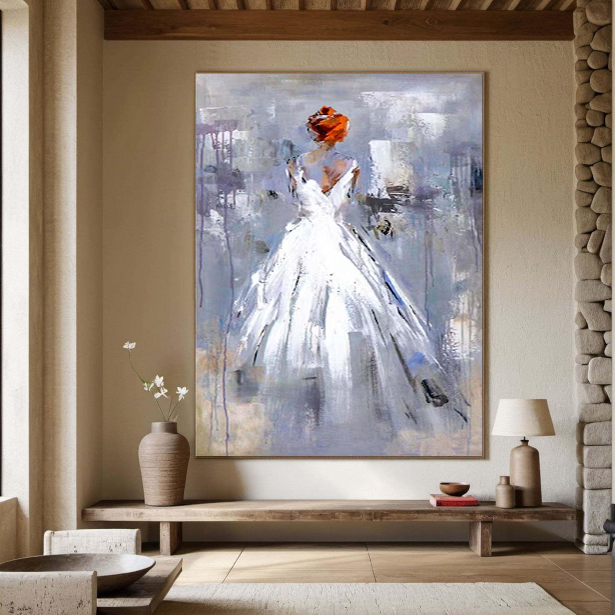 Hand-Painted Abstract Bride Art