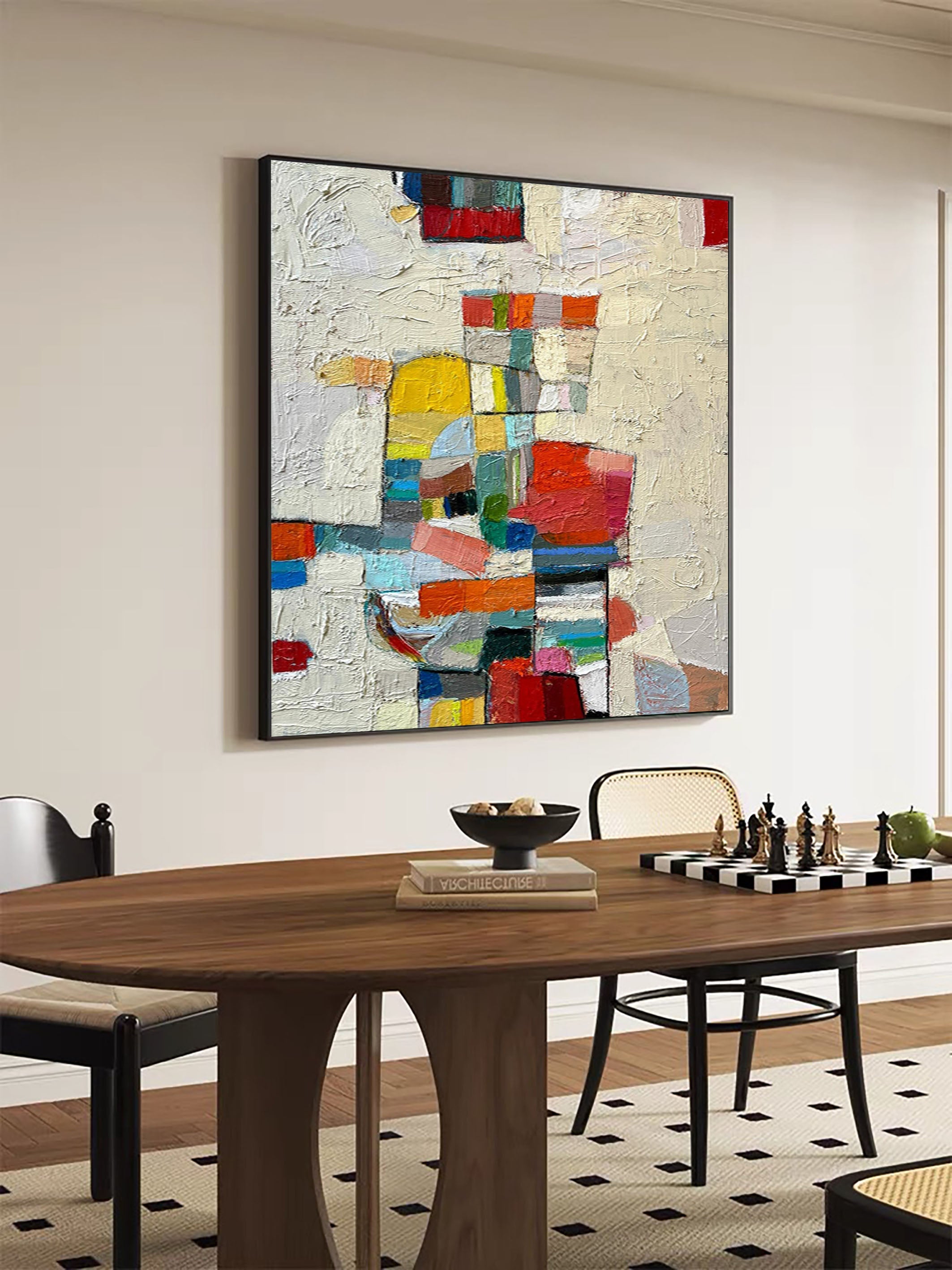 Vivid Mid Century Abstract Painting for Living Room #MC013