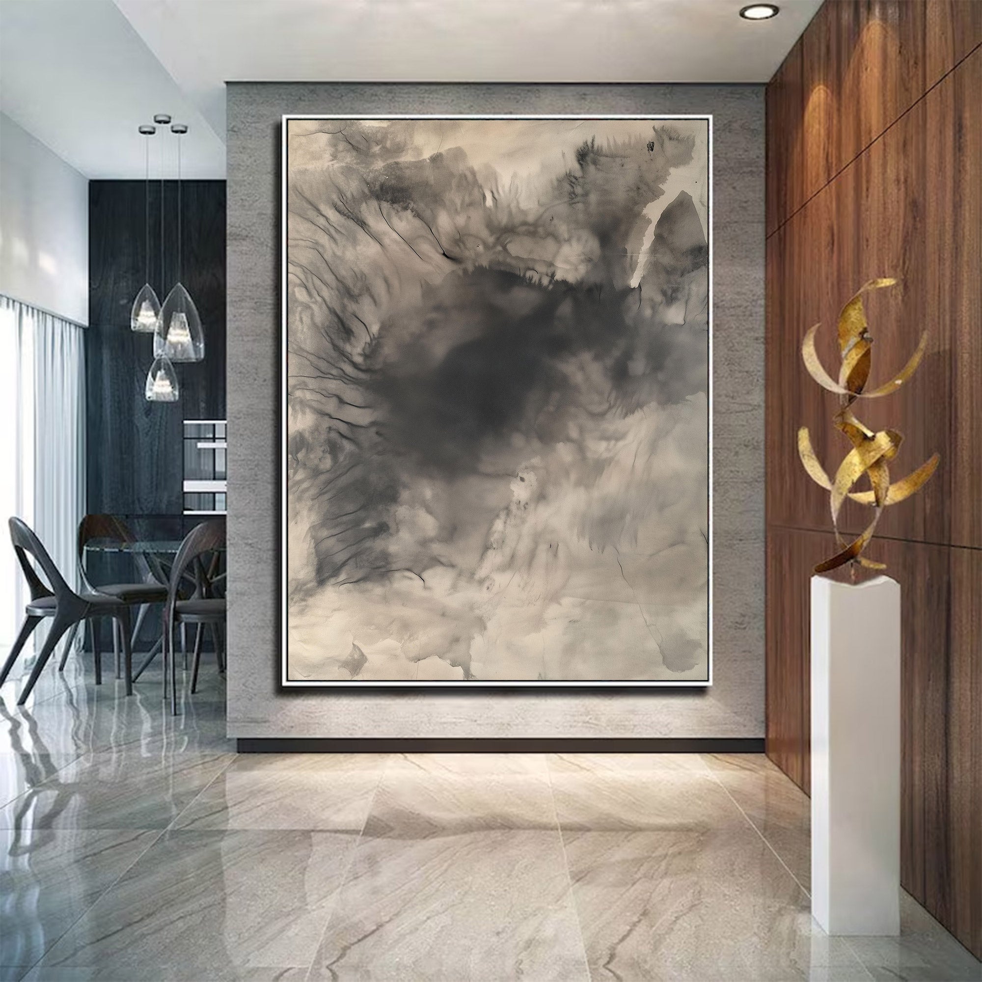Abstract Large Grey Canvas Art | KelorArt #AG 117