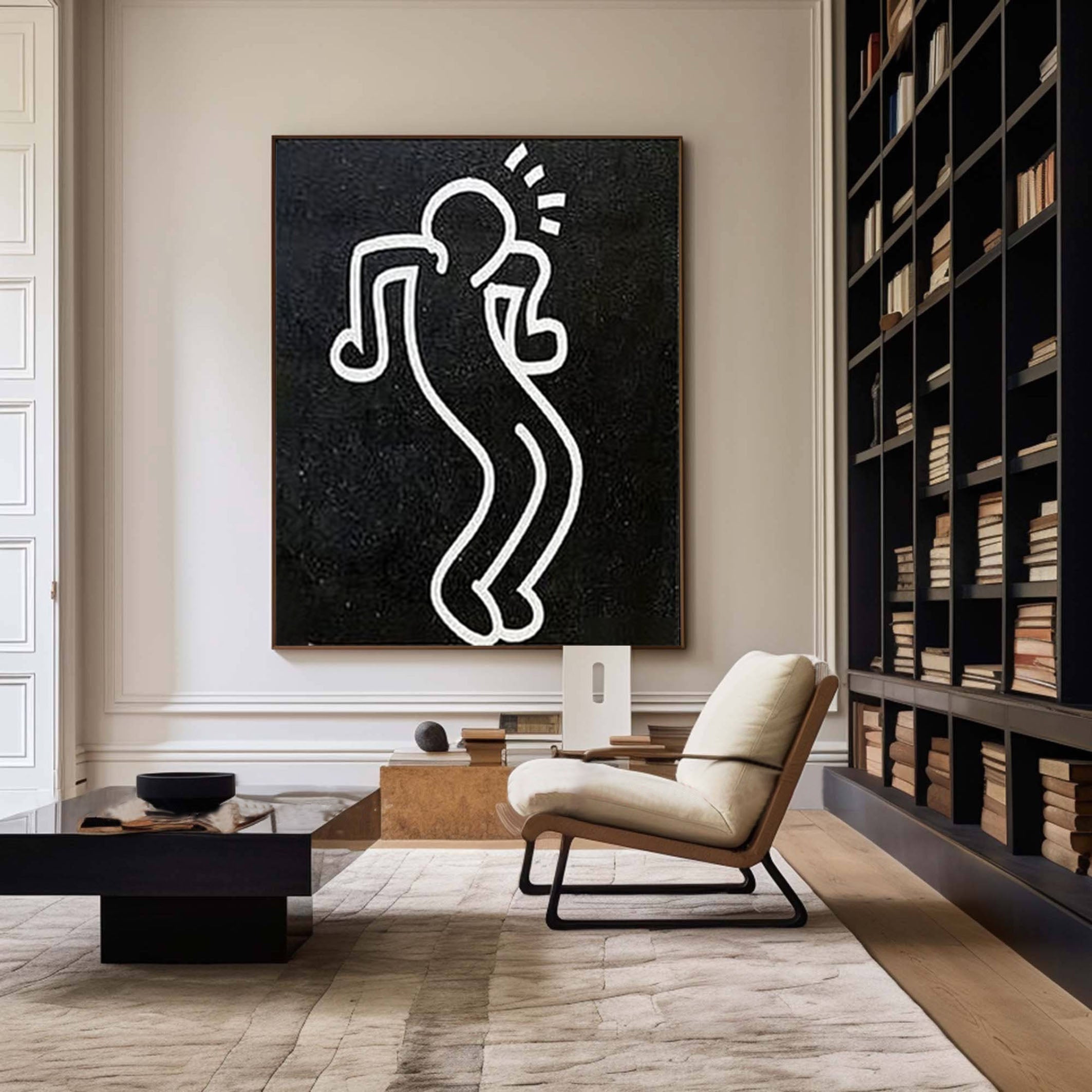 Black and White Abstract People Wall Art Minimalist Human Figure #HF014