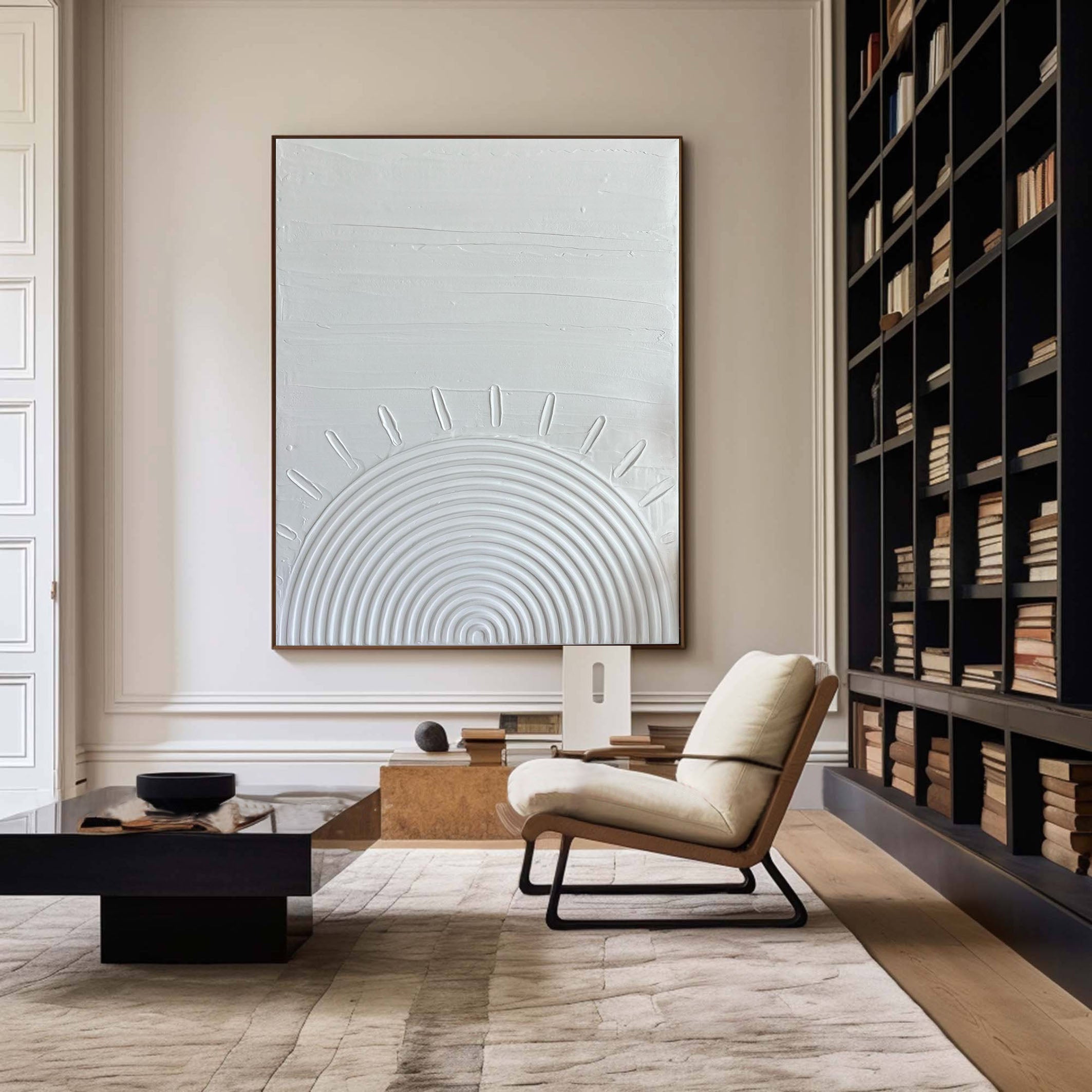 Pure Zen Textured White Circular Art For Wall #MM097