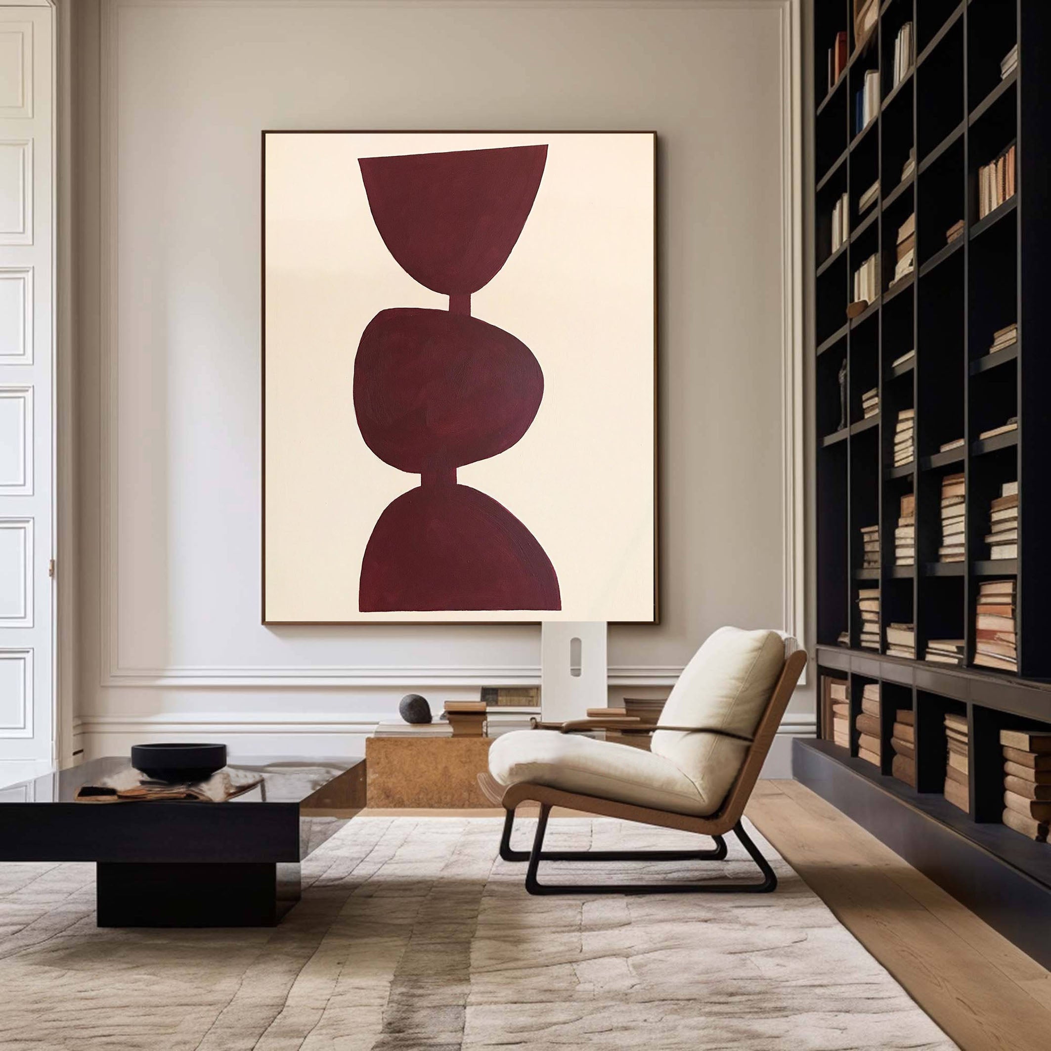 Minimalist Burgundy Canvas Wall Art For Modern Home Decor #MM070