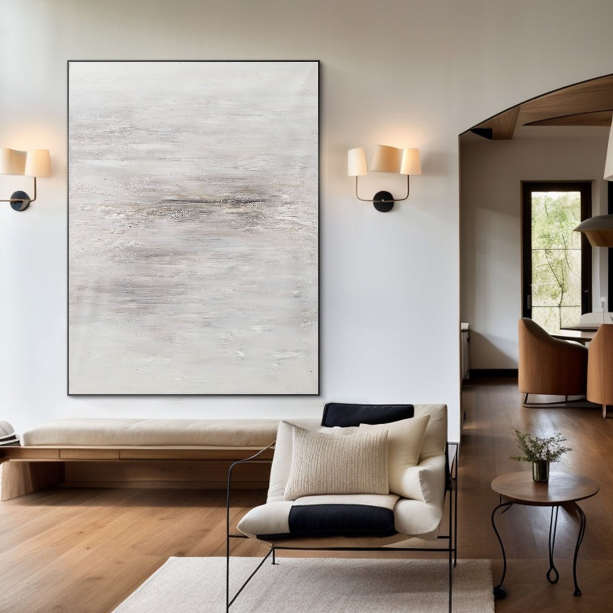 Atmospheric White Abstract Wall Art With Subtle Layers #MM342