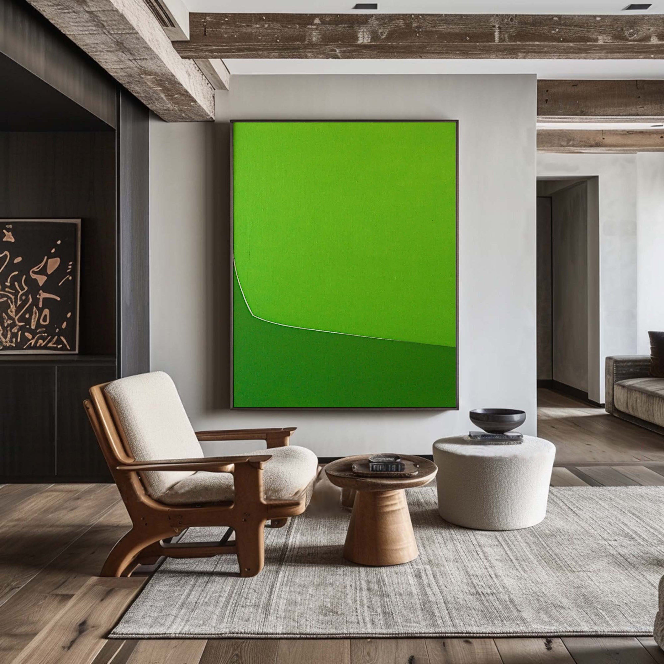 Vibrant Green Abstract Wall Art Bold Minimalist Canvas  #AB018