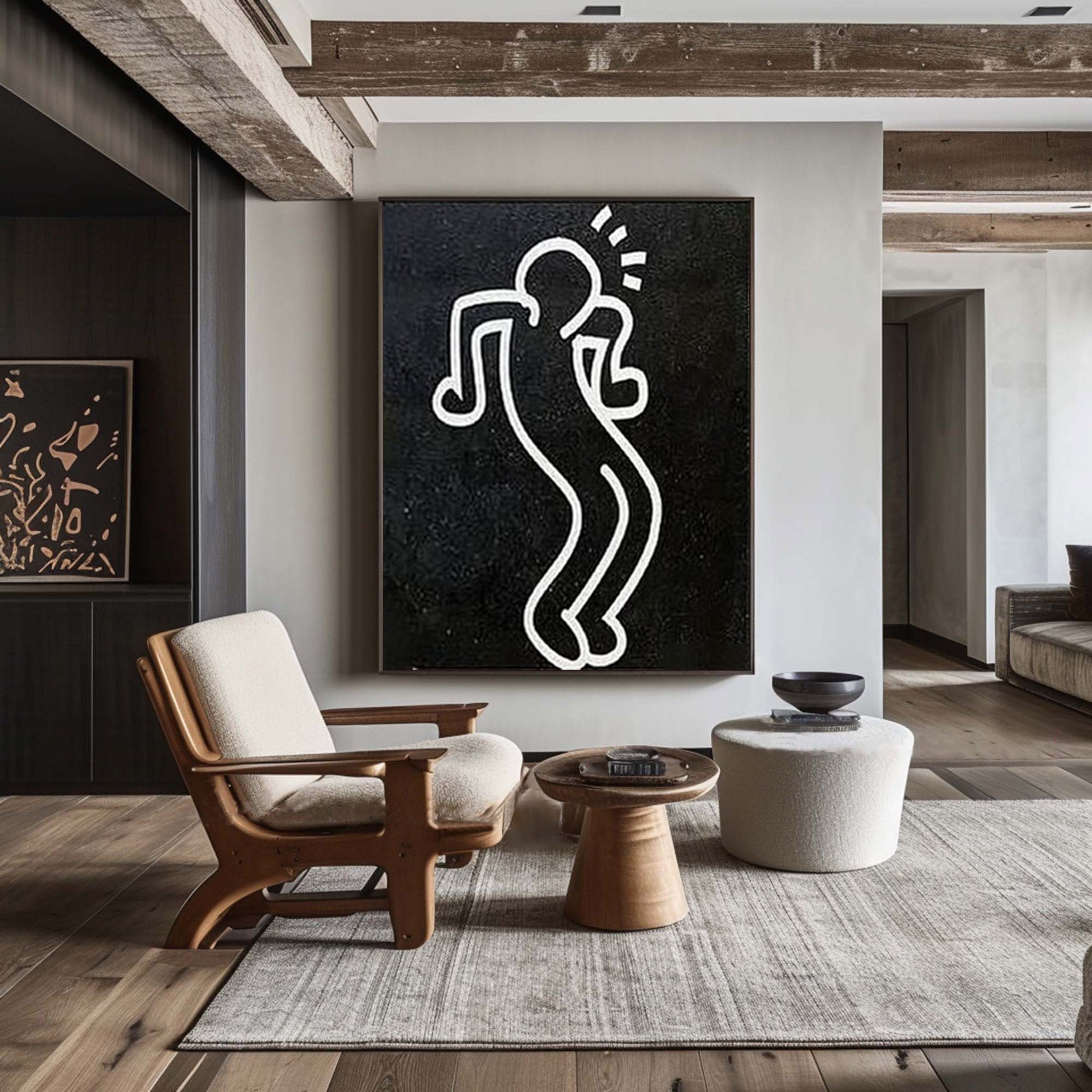 Black and White Abstract People Wall Art Minimalist Human Figure #HF014