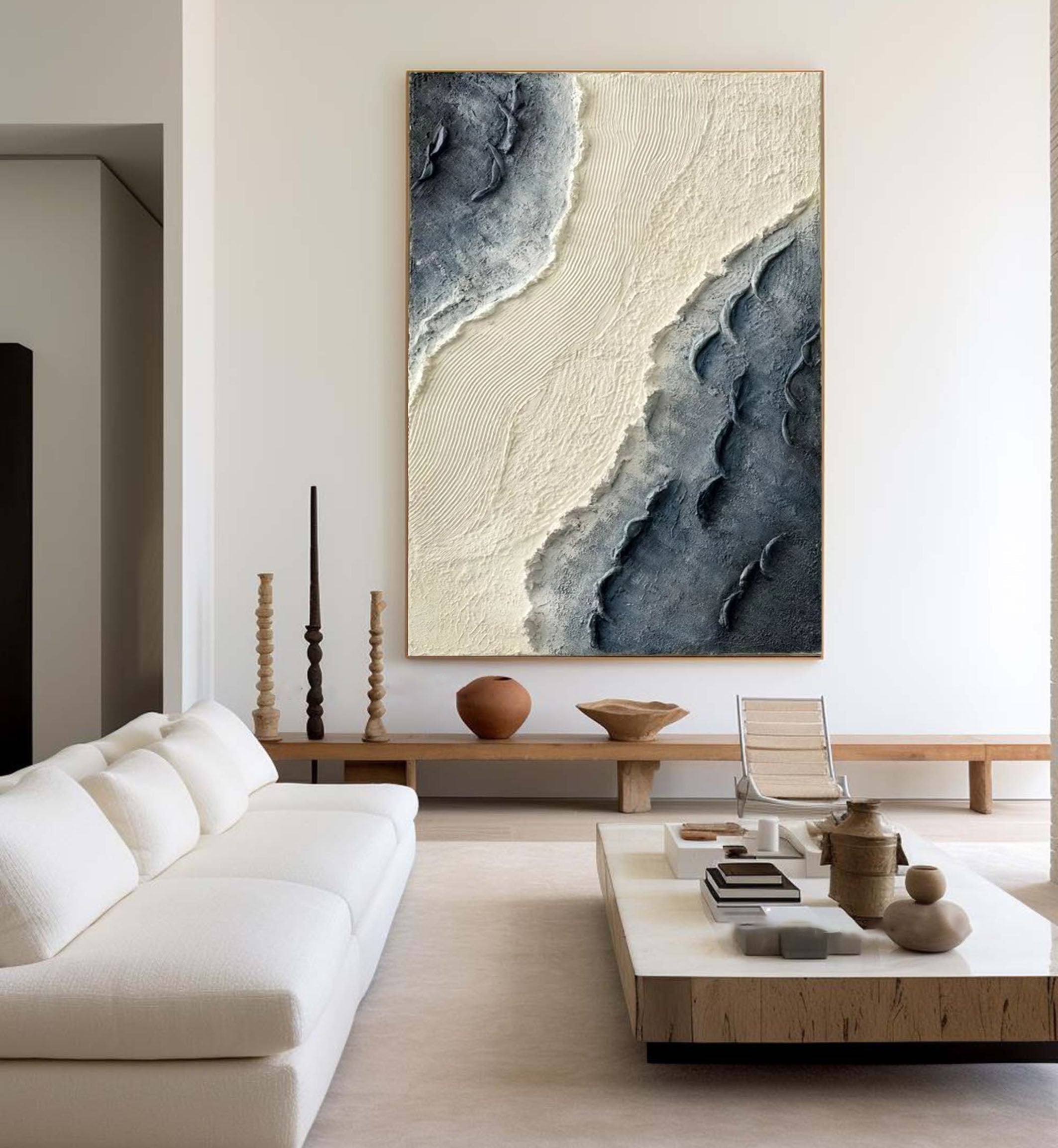 Textured Coastal Dunes Art Modern Ocean Painting #OP002