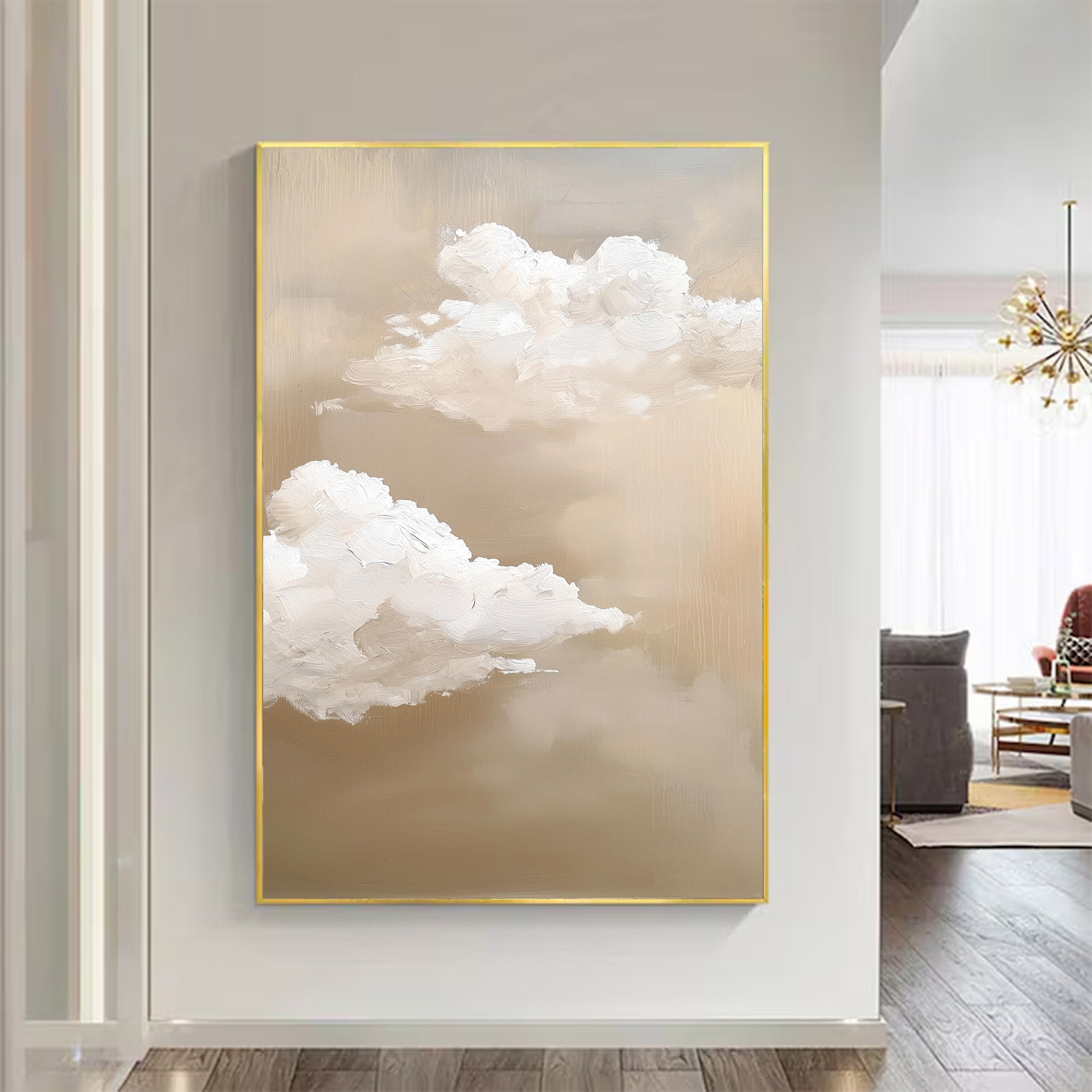 Large Beige Cloud Abstract Oil Painting | KelorArt #AG 120