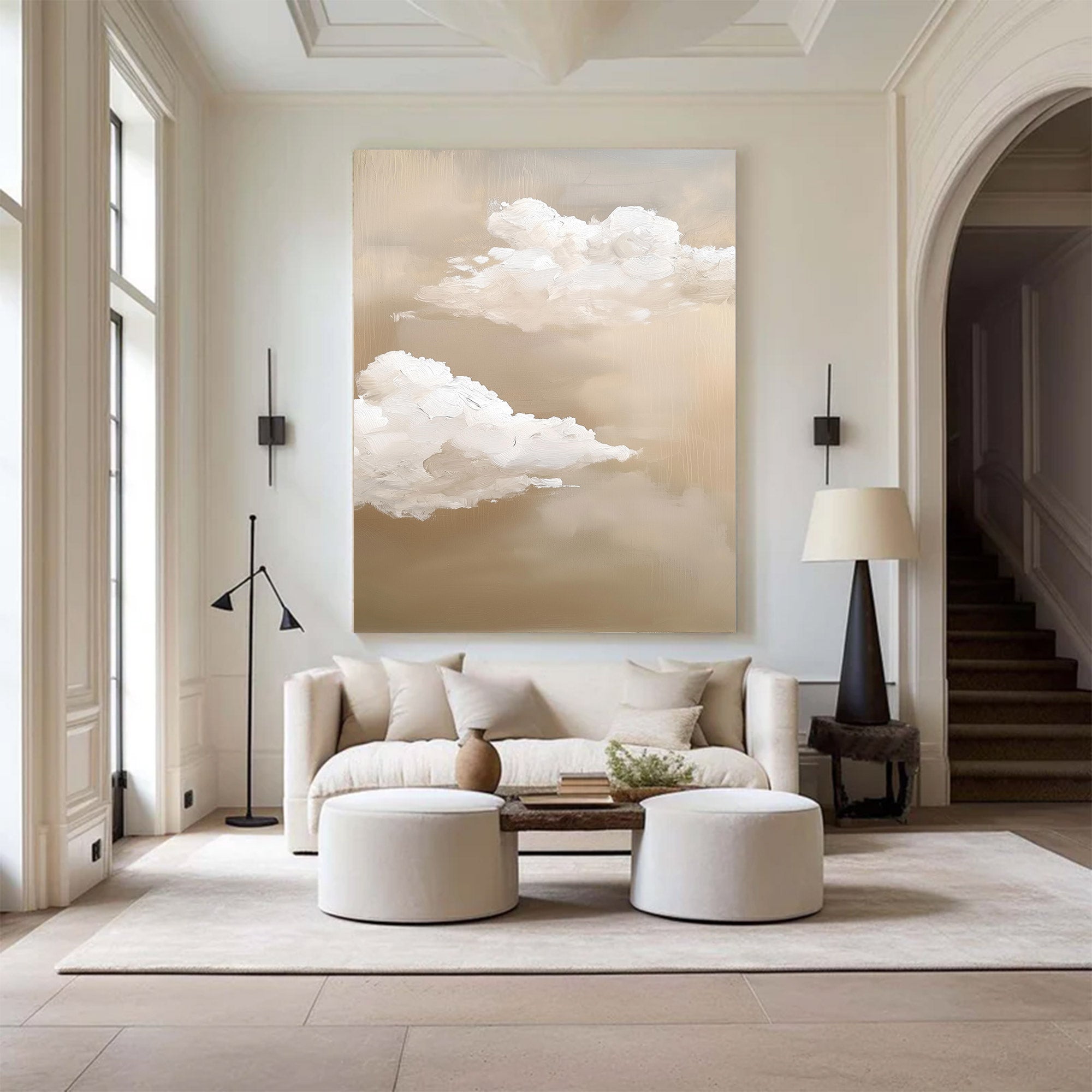 Large Beige Cloud Abstract Oil Painting | KelorArt #AG 120