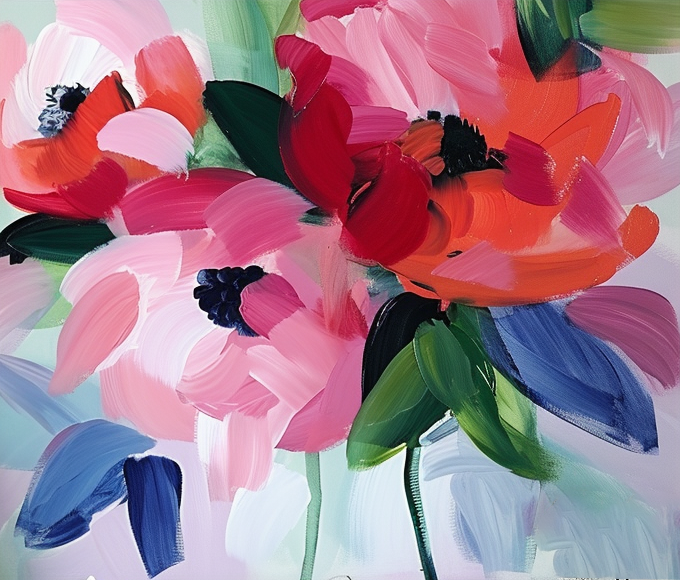 Large Floral Painting for Minimalist Home Decoration #FB017