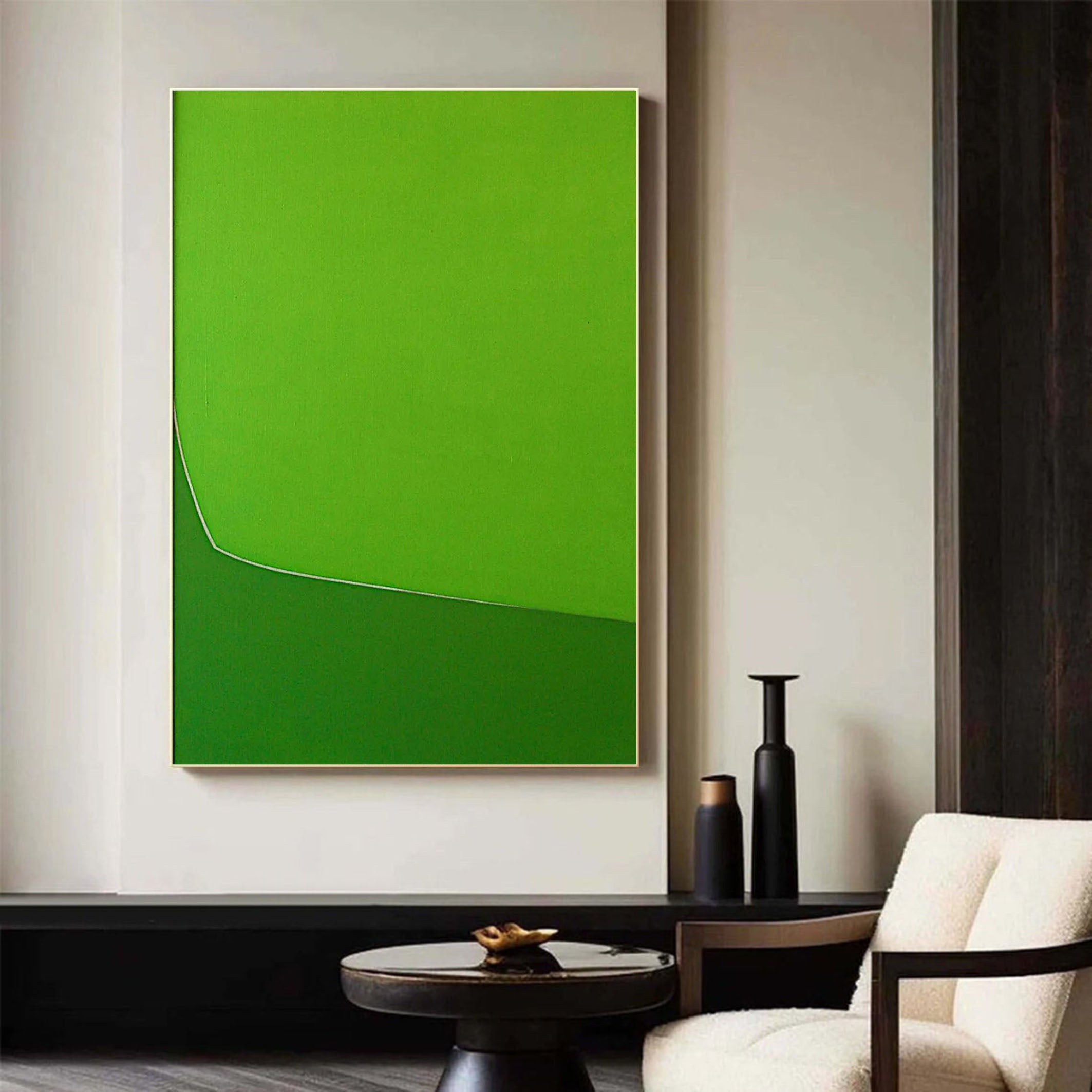 Vibrant Green Abstract Wall Art Bold Minimalist Canvas  #AB018