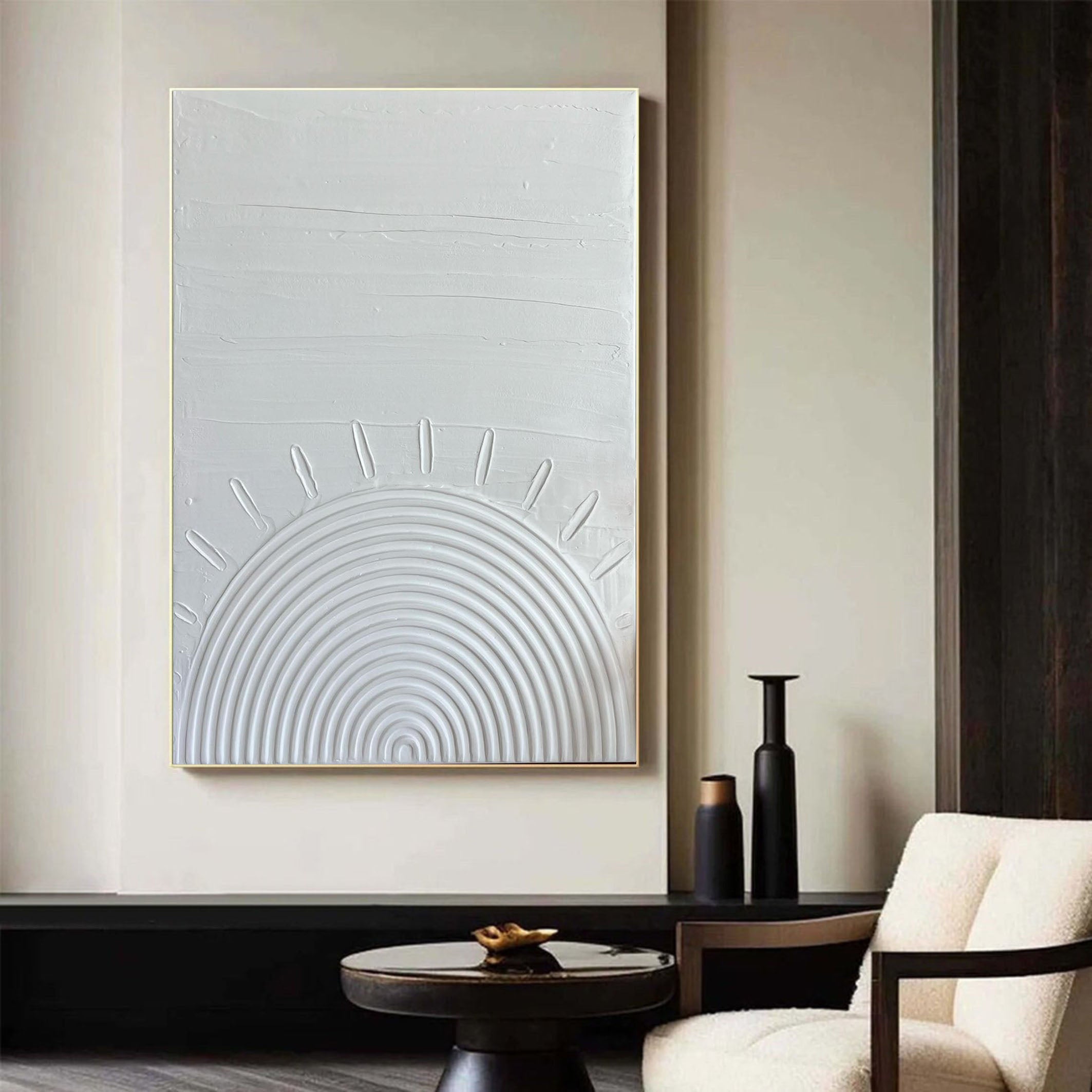 Pure Zen Textured White Circular Art For Wall #MM097