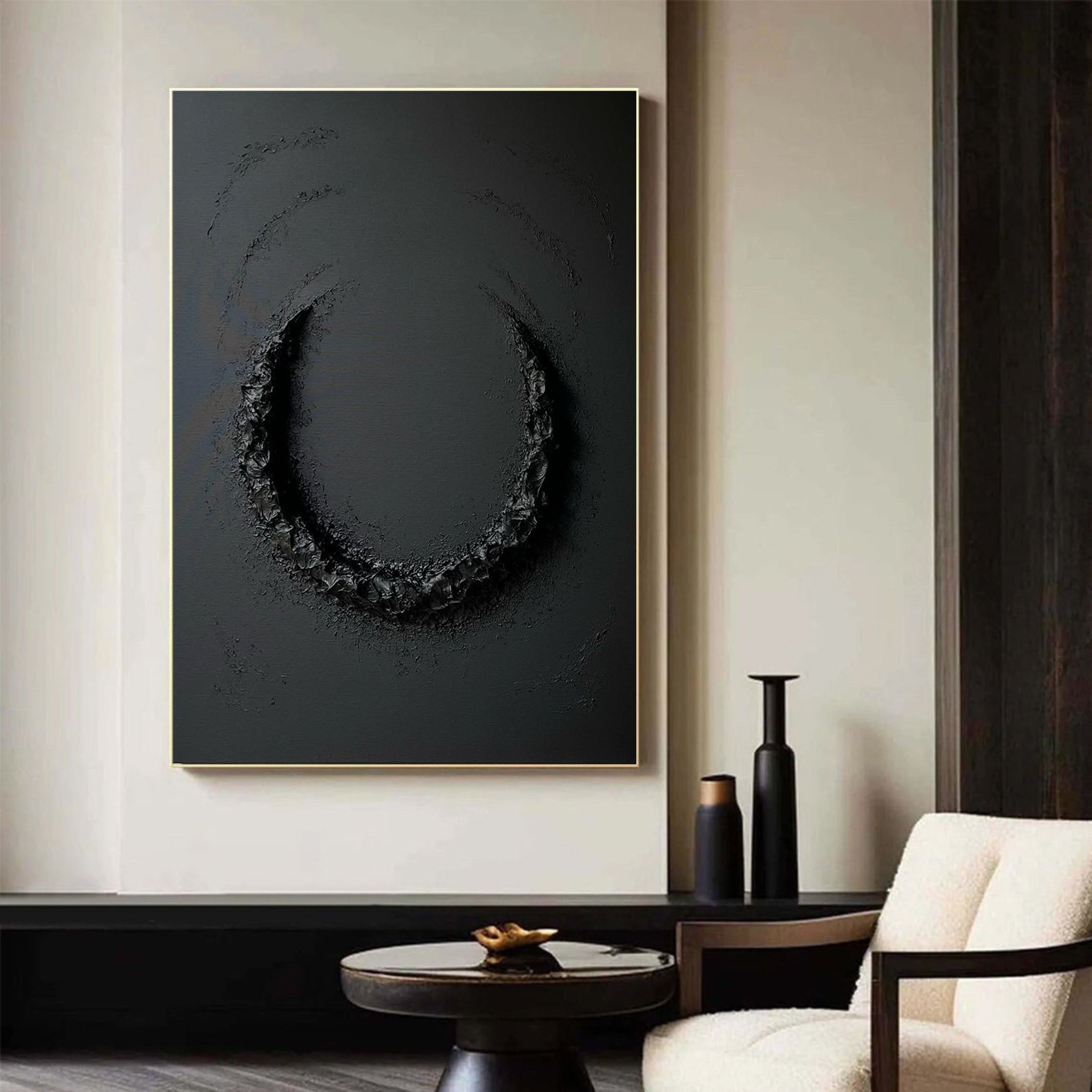 Black Textured Wall Art for Minimalist Decor #MM096