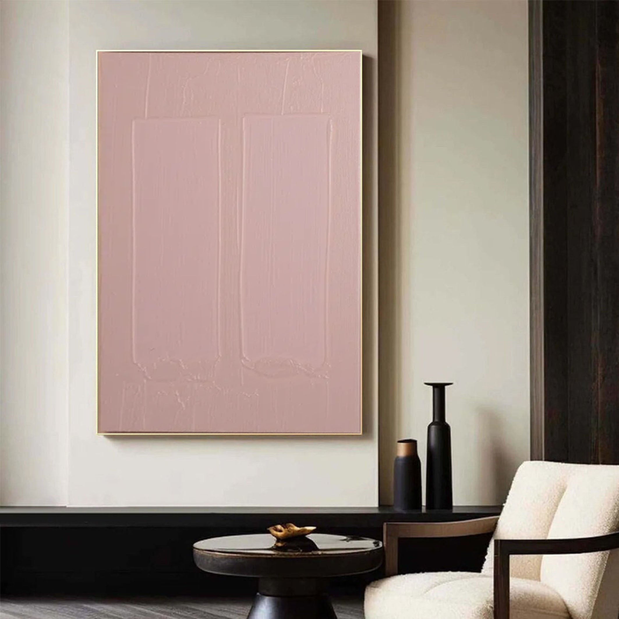 Minimalist Pink Wall Art Soft Tones Abstract Canvas  #AB020