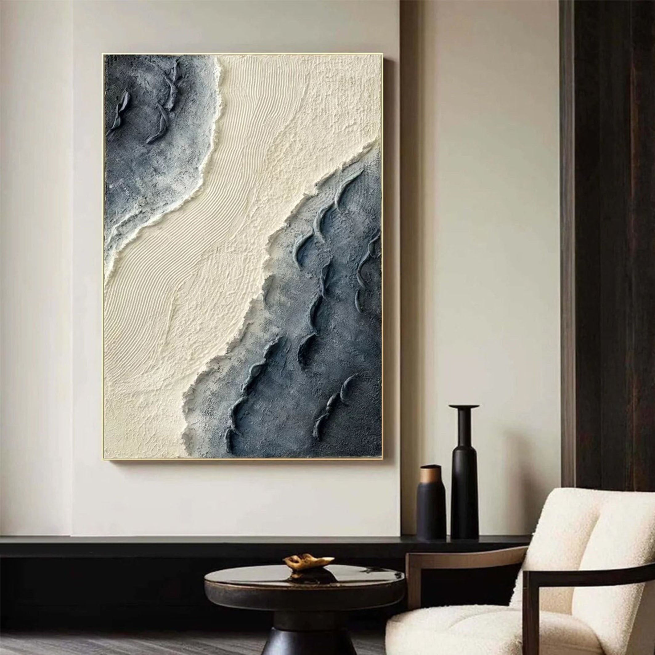 Textured Coastal Dunes Art Modern Ocean Painting #OP002