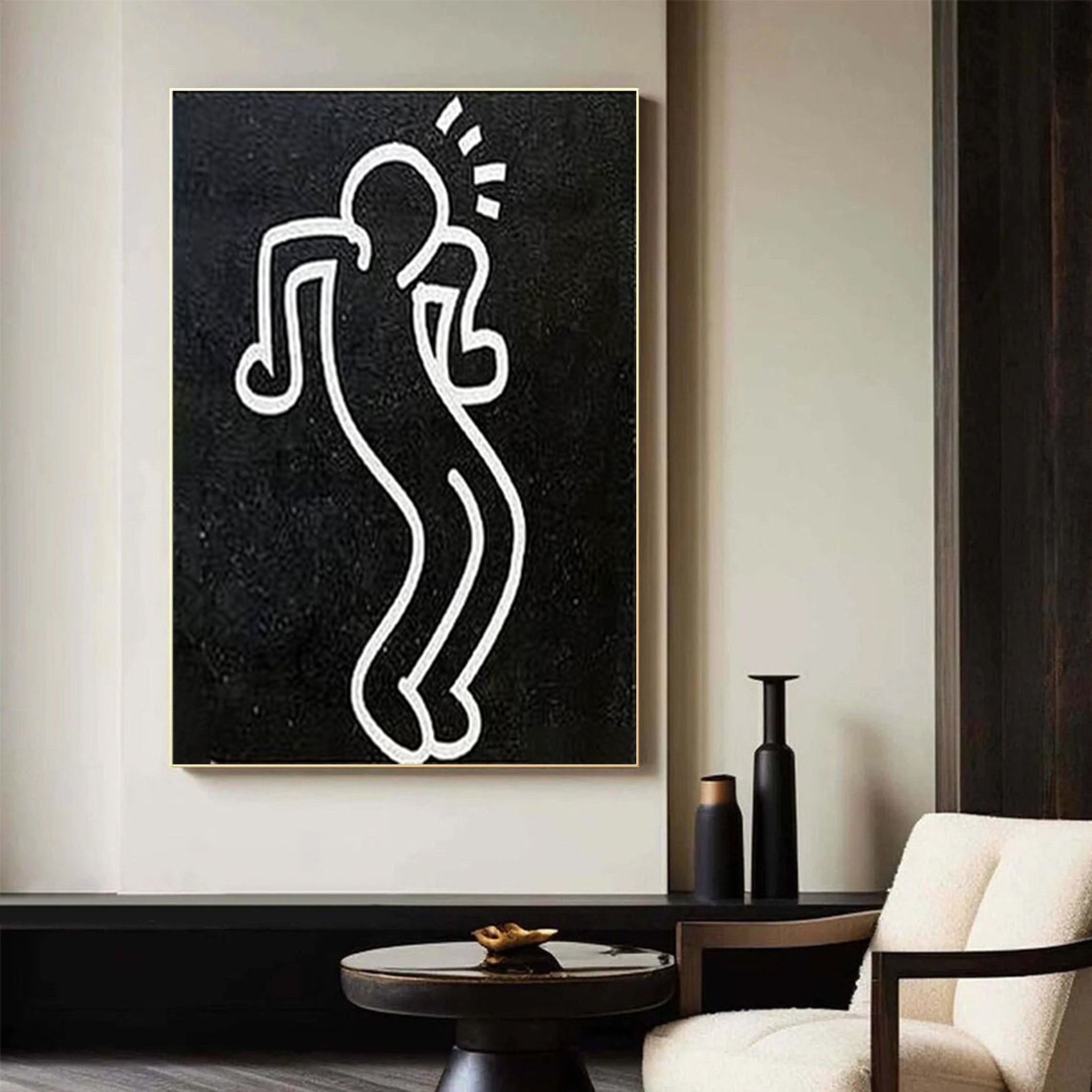 Black and White Abstract People Wall Art Minimalist Human Figure #HF014