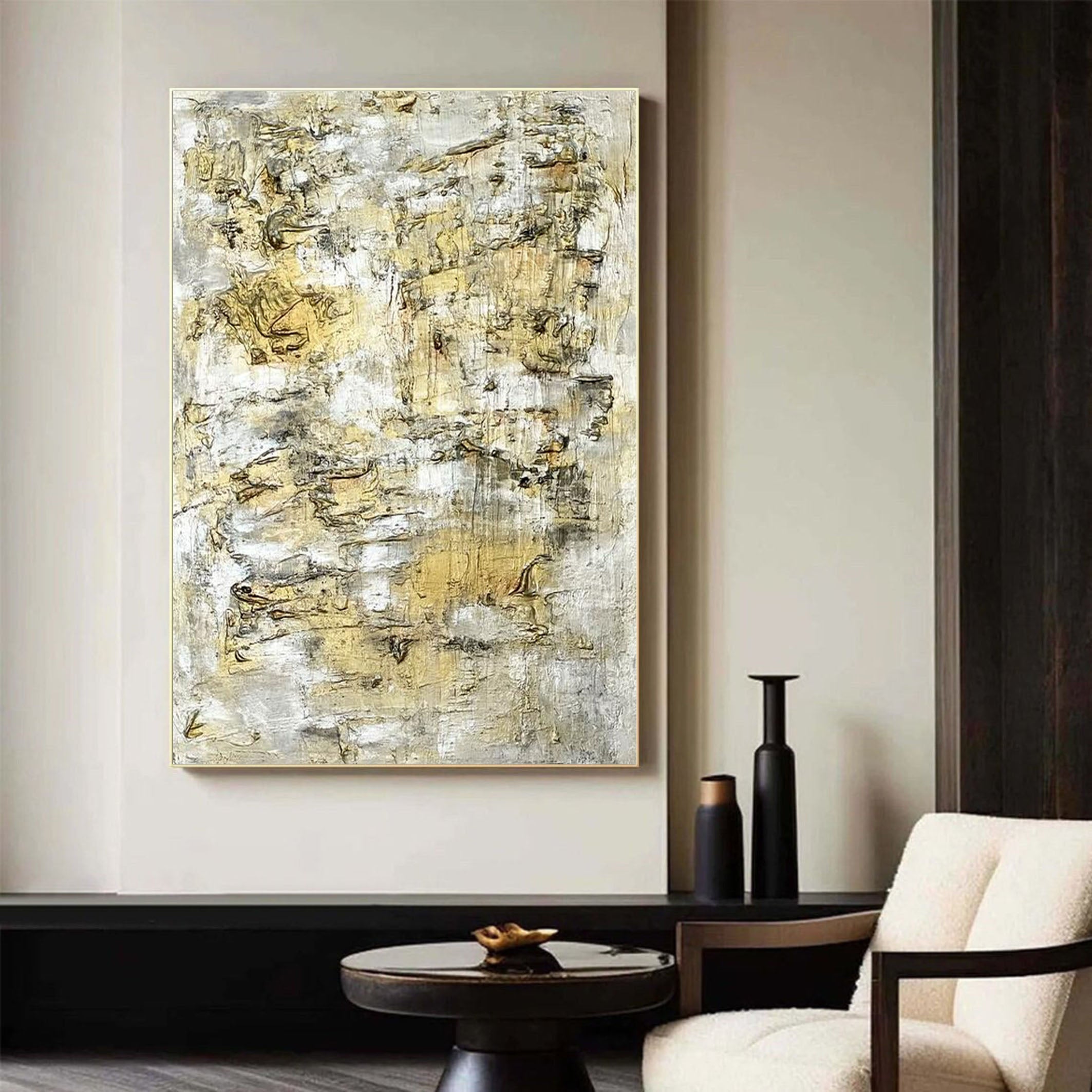 Modern Wall Art with Gold Accents Elegant Interior Design #AB026